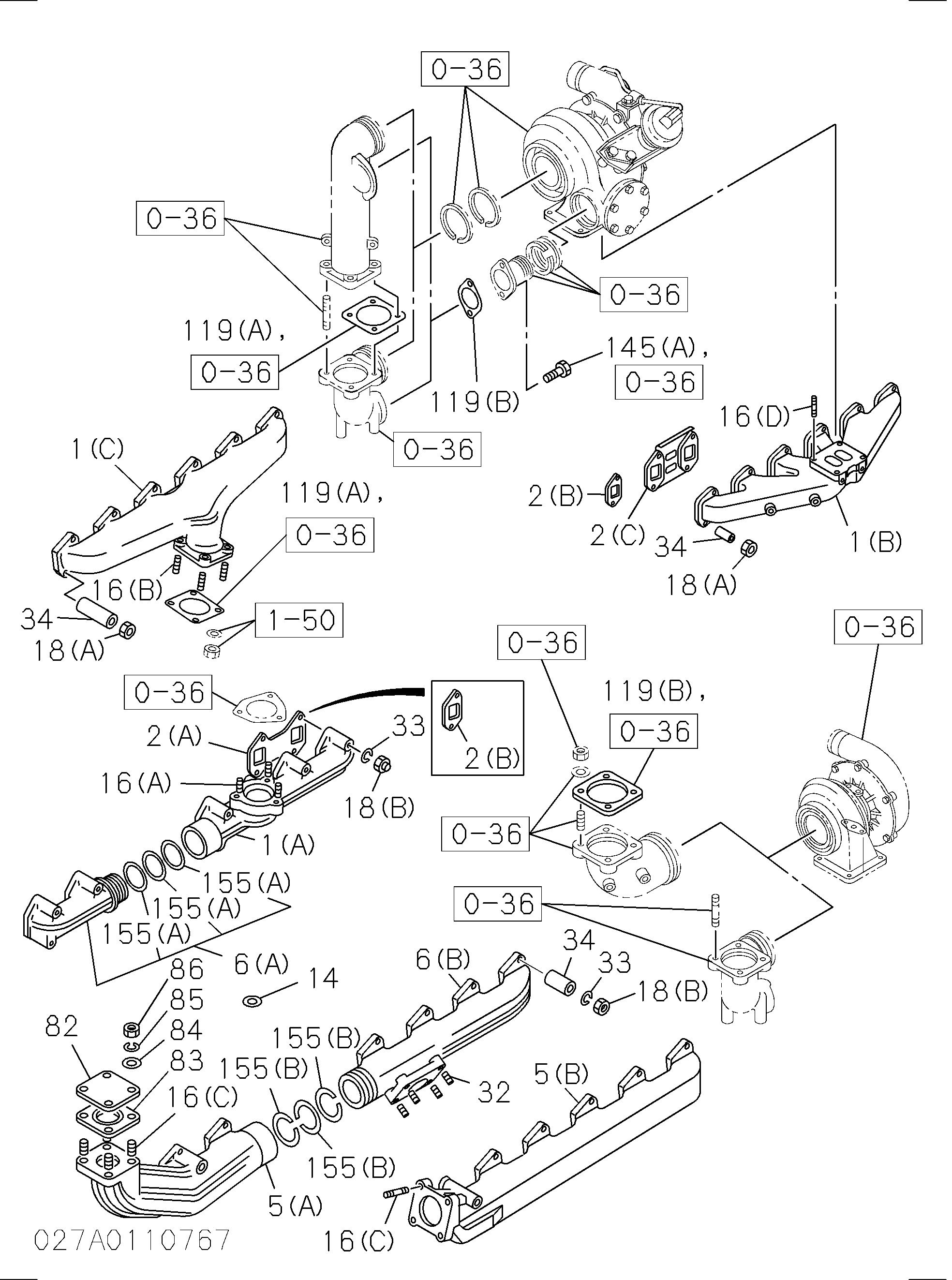 Схема Выпускной коллектор HITACHI RX2000-2