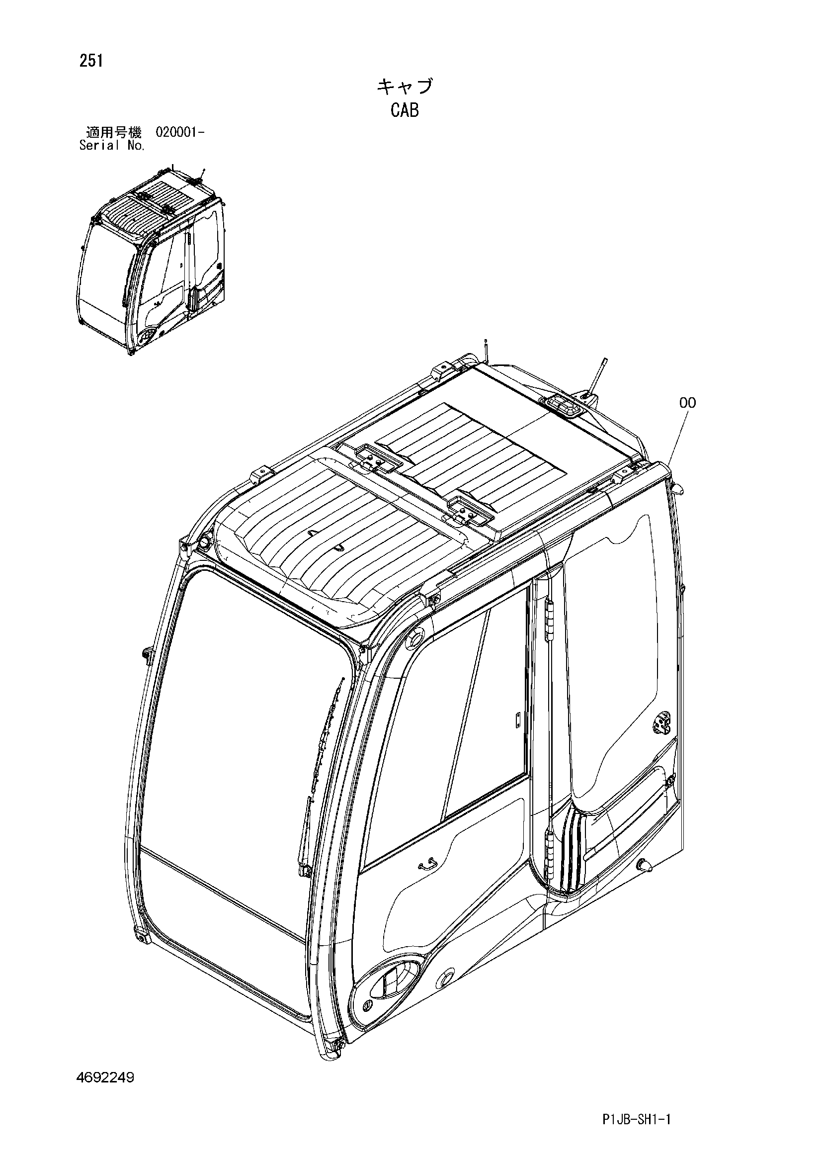 Схема Кабина HITACHI TL1100-3