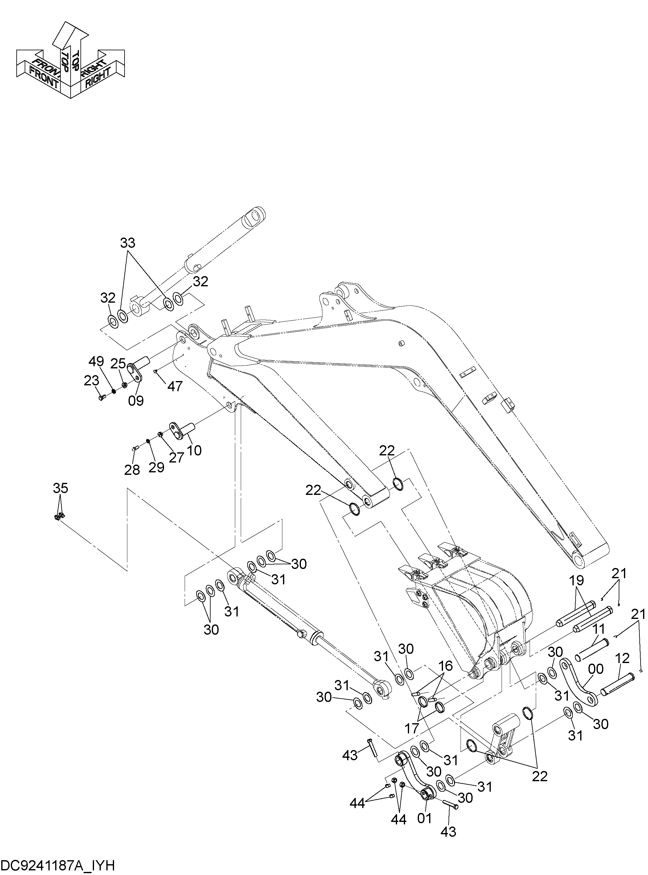 Схема Рукоять 1.27m детали HITACHI ZX40WM-3D