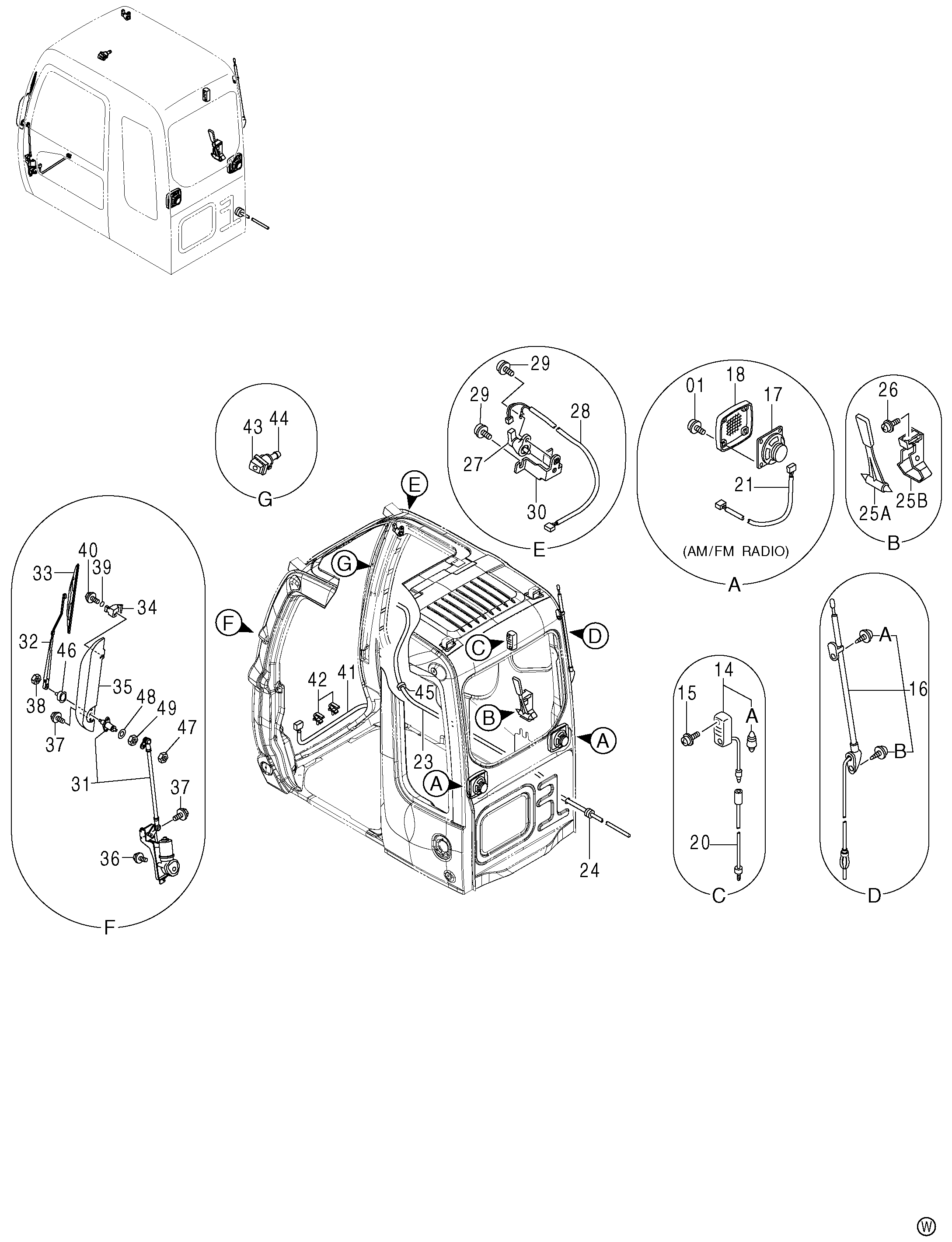 Схема Кабина (1)<120, E, 130, H>[NA] HITACHI ZX120