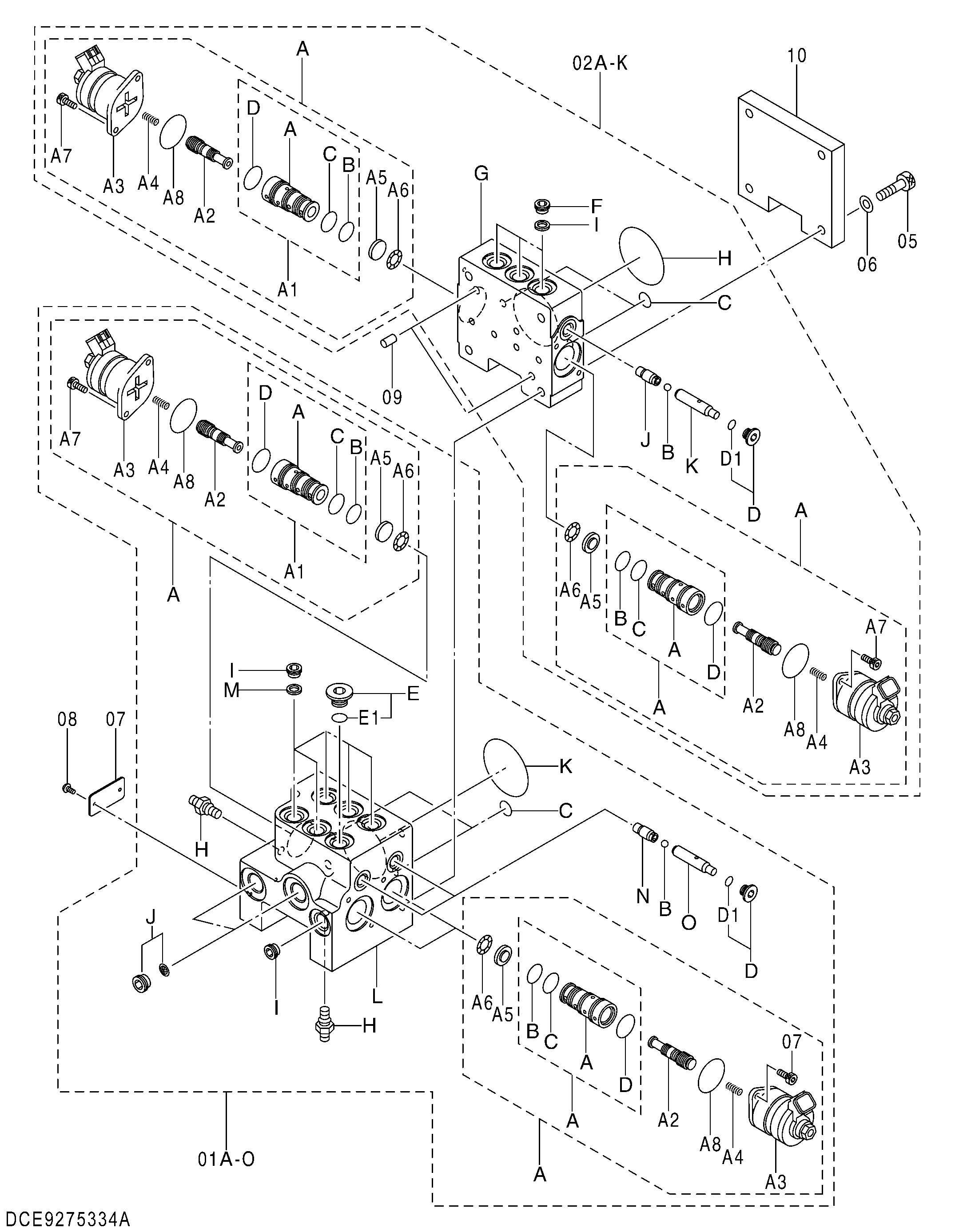 Схема Электромагнитный клапан (для 5 секция) HITACHI ZX140W-3