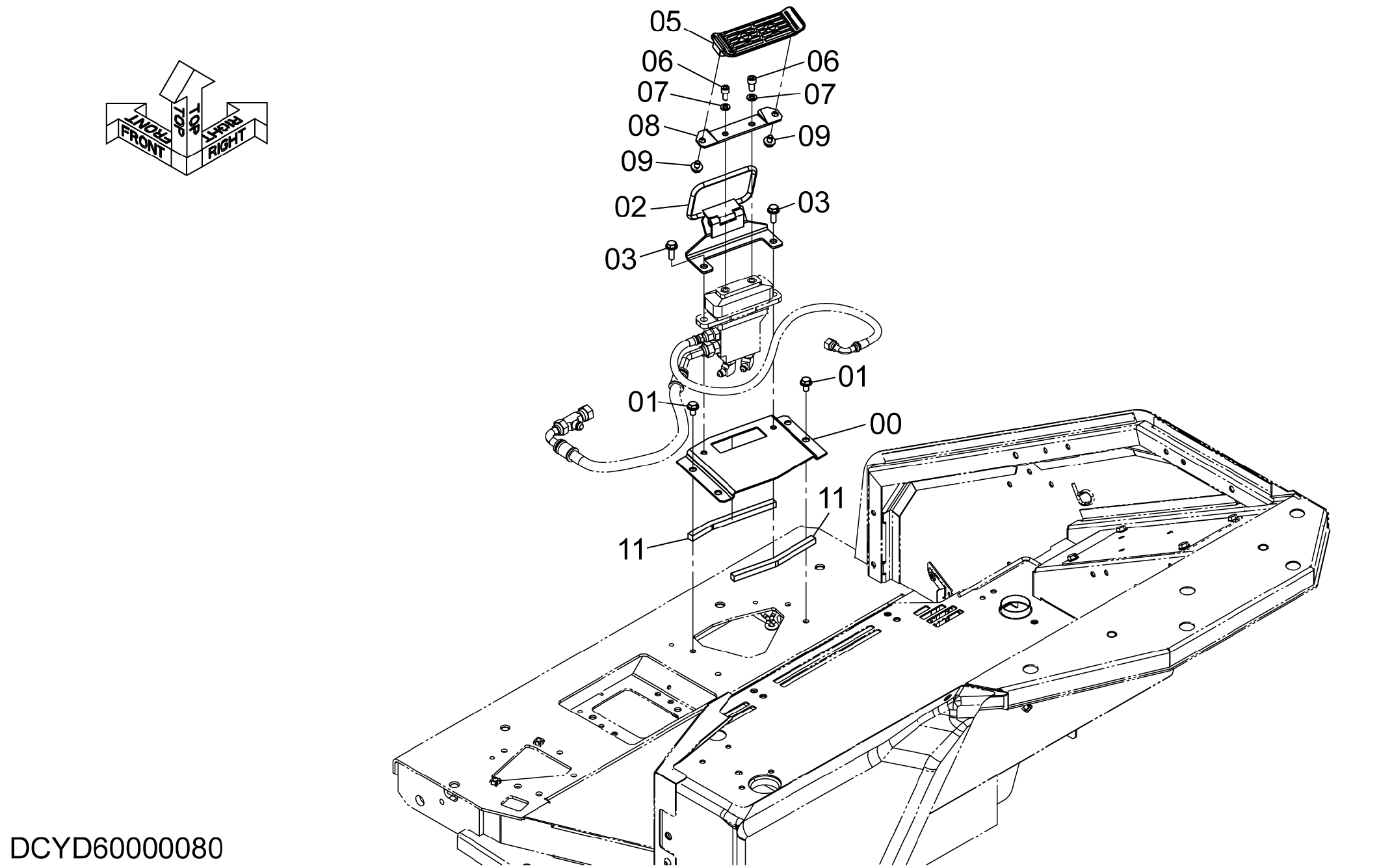 Схема Педаль (хоризонтал тип правый боковой) HITACHI ZX35U-5A