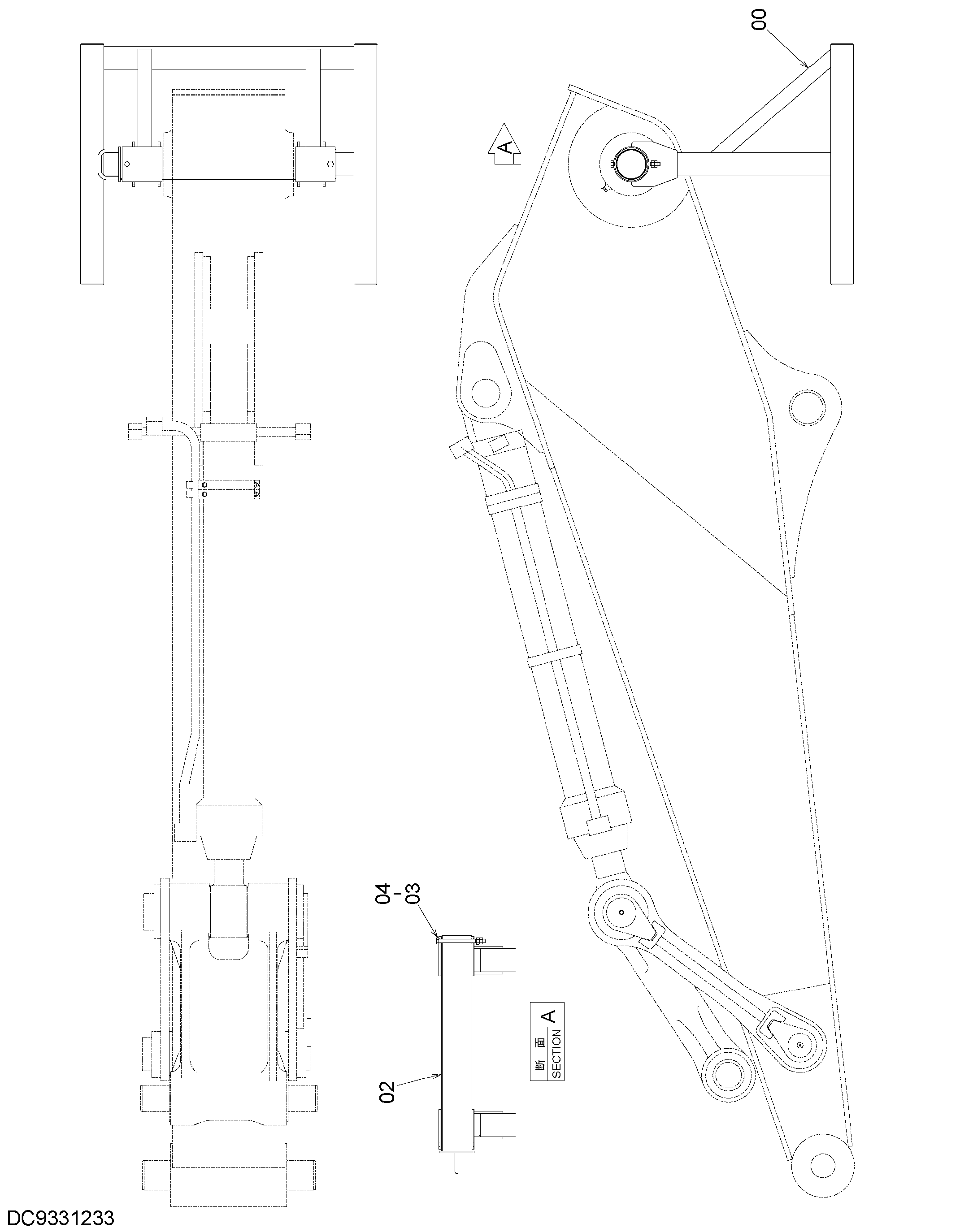 Схема Стойка (рукоять OF 2P-BOOM) HITACHI ZX1800K-3