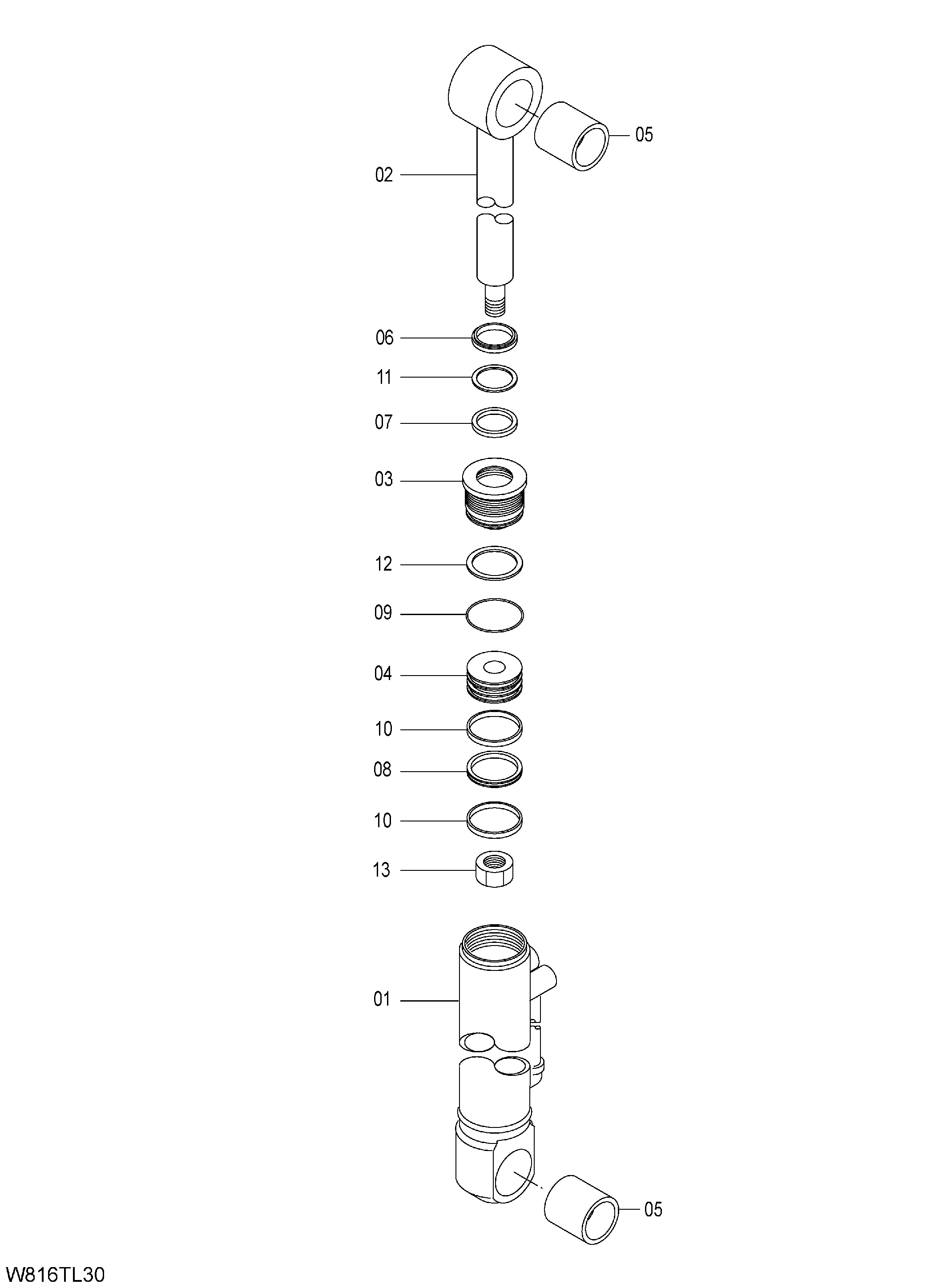 Схема Гидроцилиндр хомут (TLZ070) HITACHI ZW220-HCMF