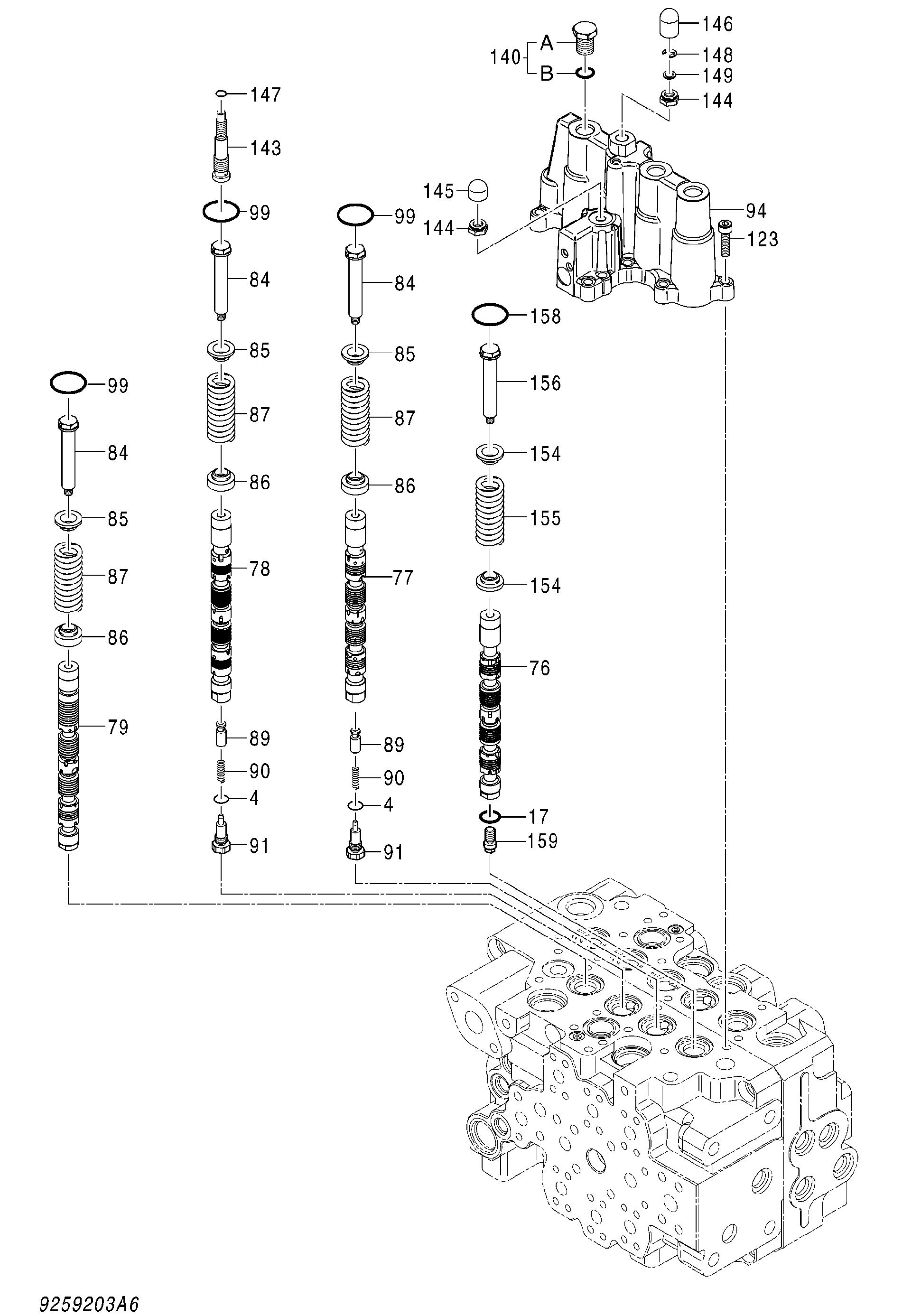 Схема Гидрораспределитель (6/8) HITACHI ZX145W-3-AMS