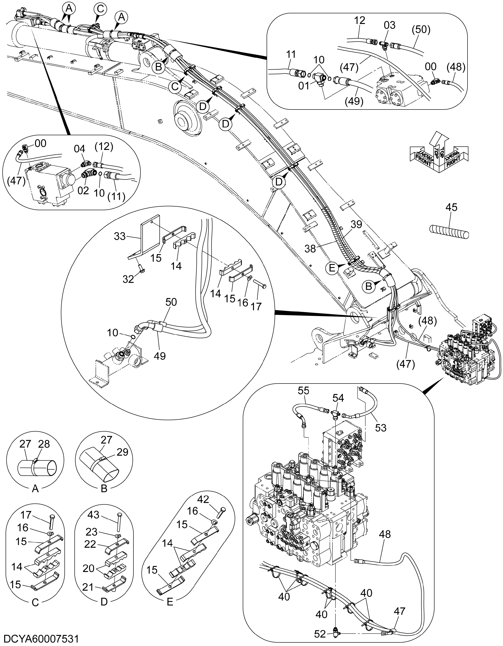 Схема Шланг защита от разрыва клапан (рукоять)(2) HITACHI ZX470LCH-5B