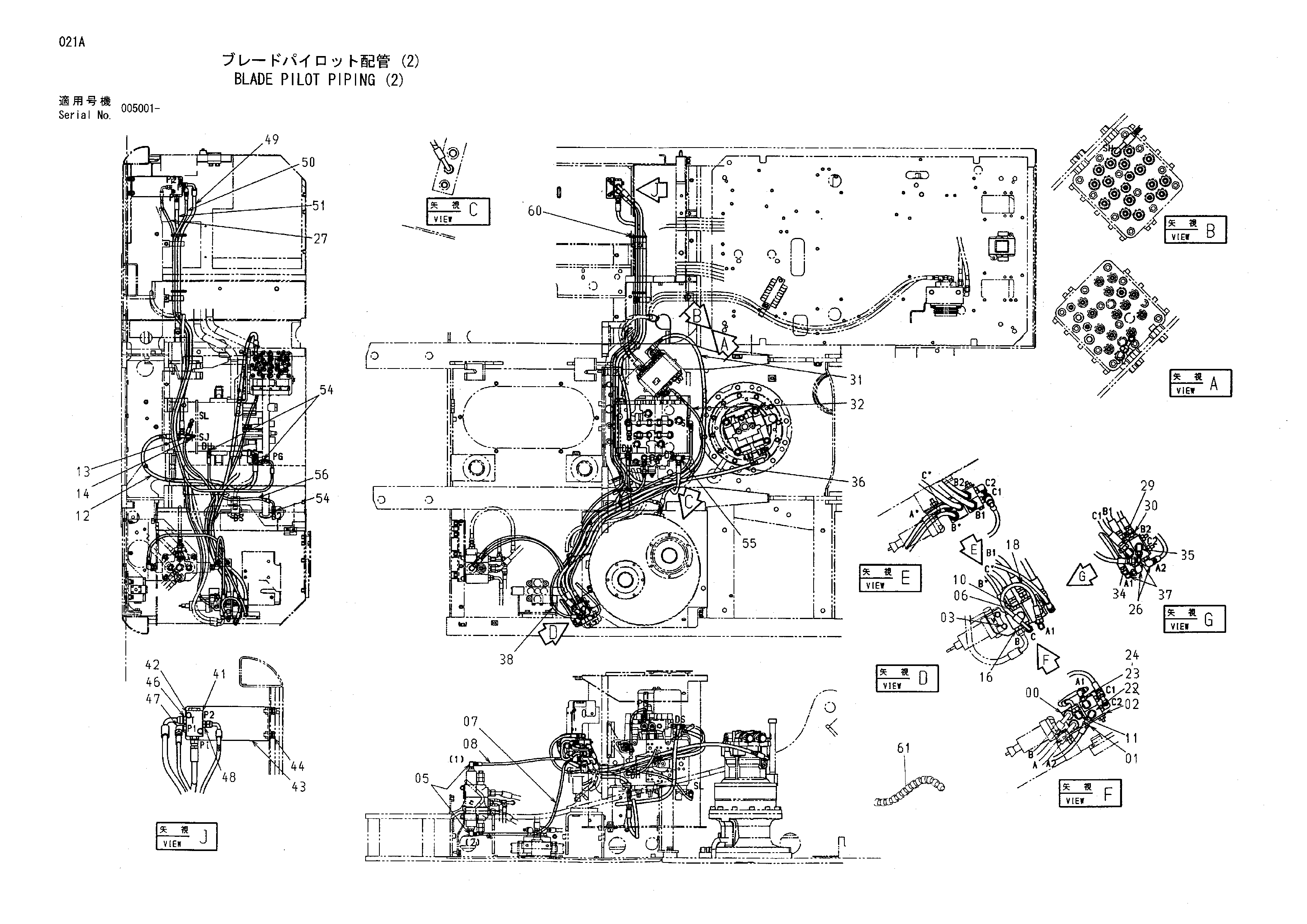 Схема Отвал пилотные гидролинии (2) HITACHI ZX160