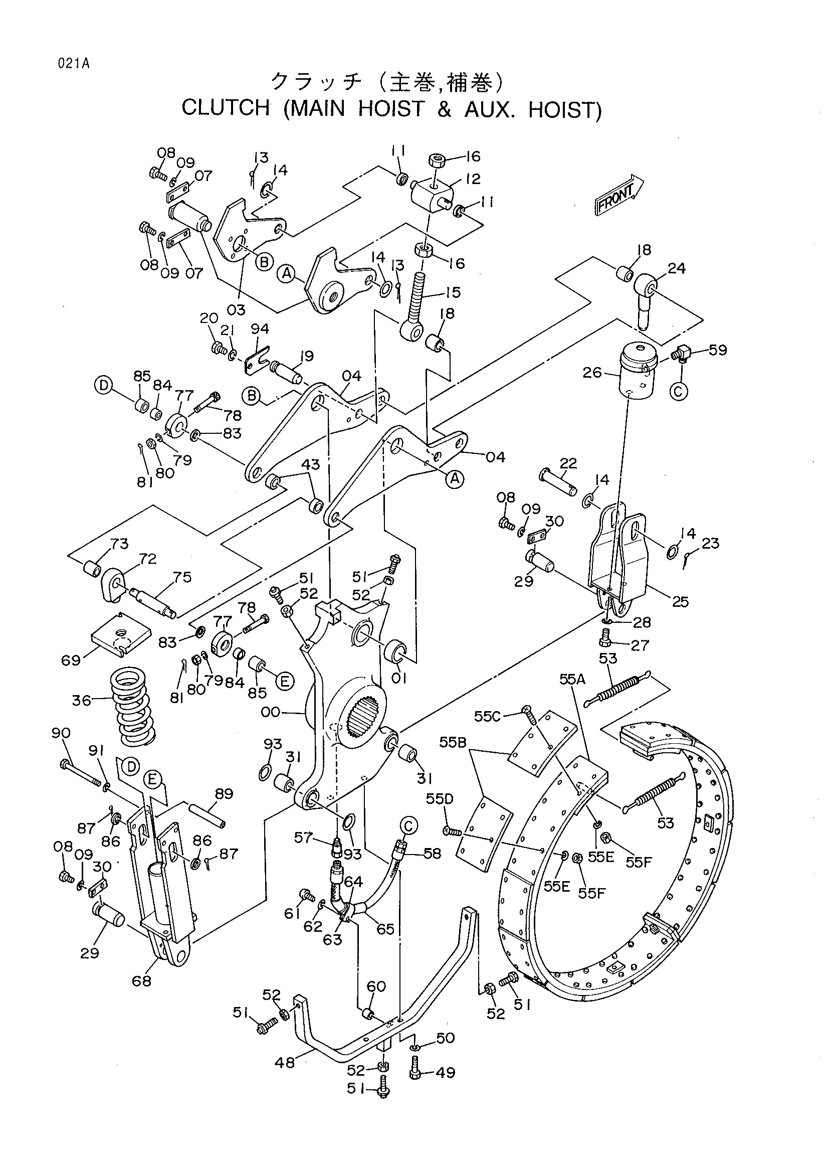 Схема Муфта (основной подъёмный механизм и дополнительный. подъёмный механизм) HITACHI KH300