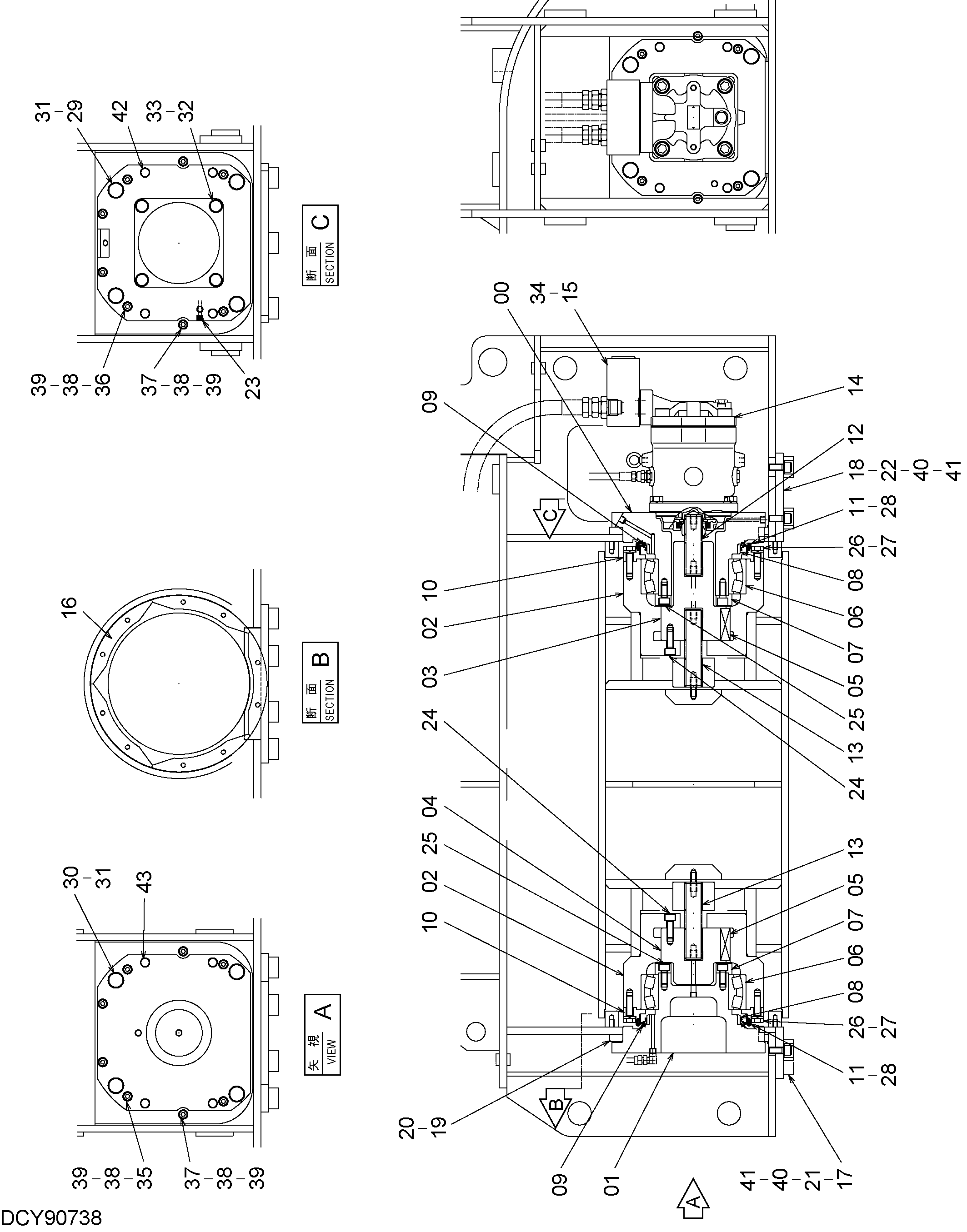 Схема Блок привод в сборе HITACHI ZX160
