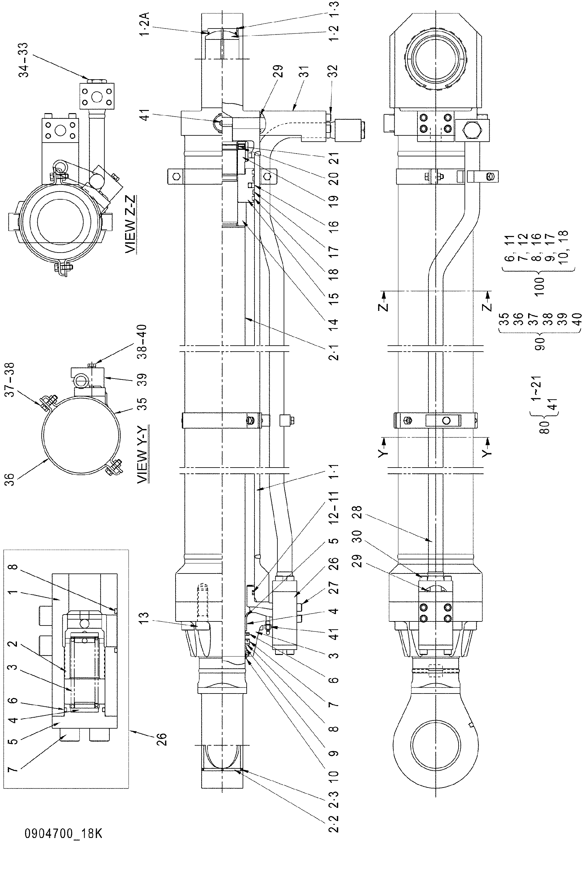 Схема Гидроцилиндр ковша (правый) HITACHI EX1900-6