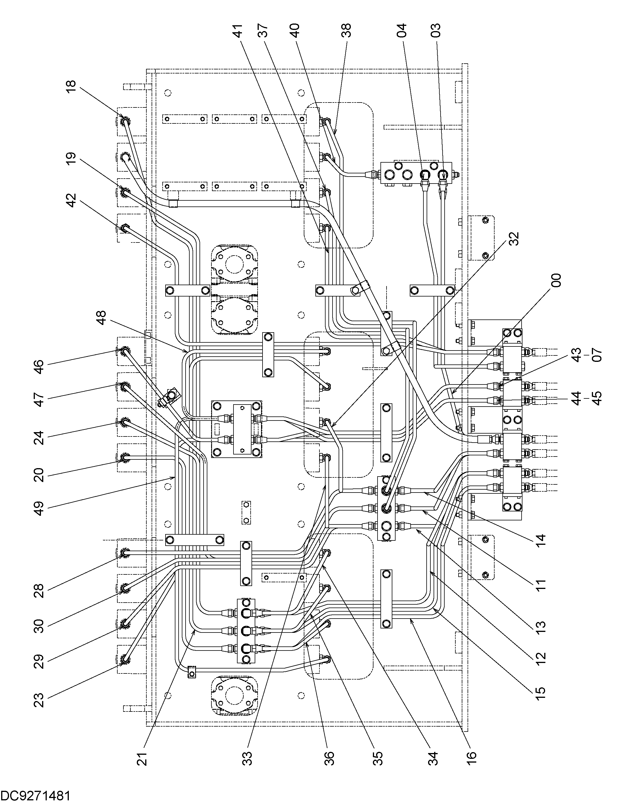 Схема PILOT PIPING (CONTROL VALVE) (BACKHOE) (2) HITACHI EX1900-6