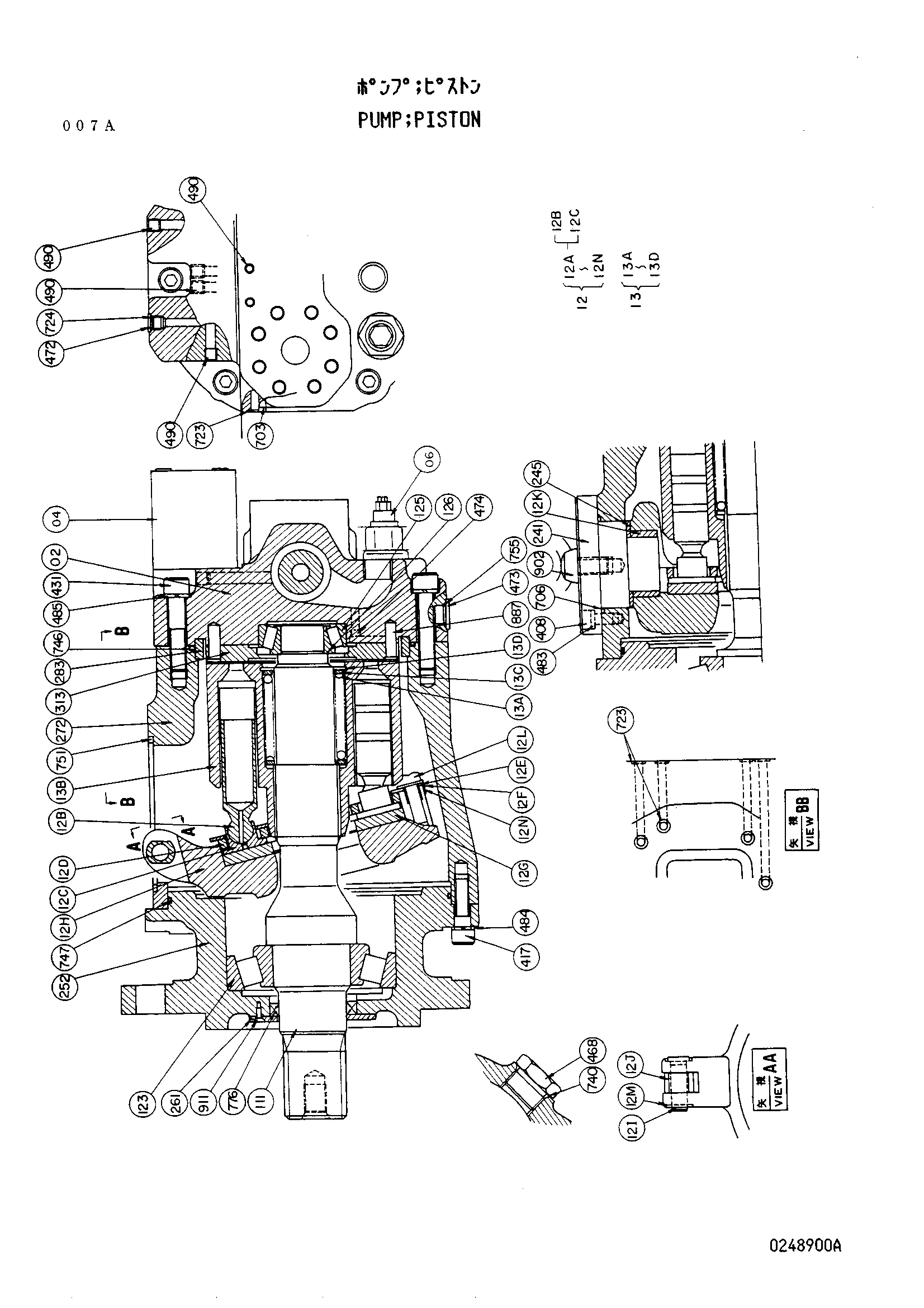 Схема Поршень насос HITACHI UH181