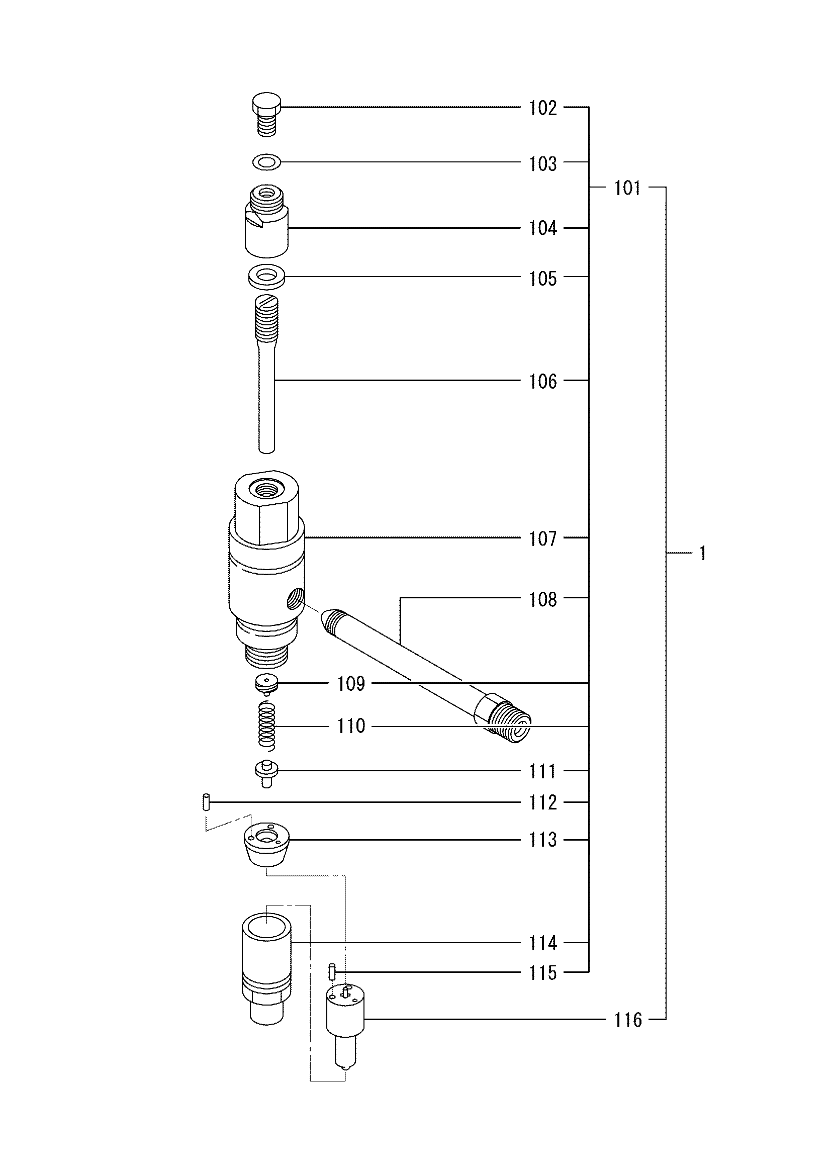 Схема Форсунка в сборе HITACHI EX1200-5C