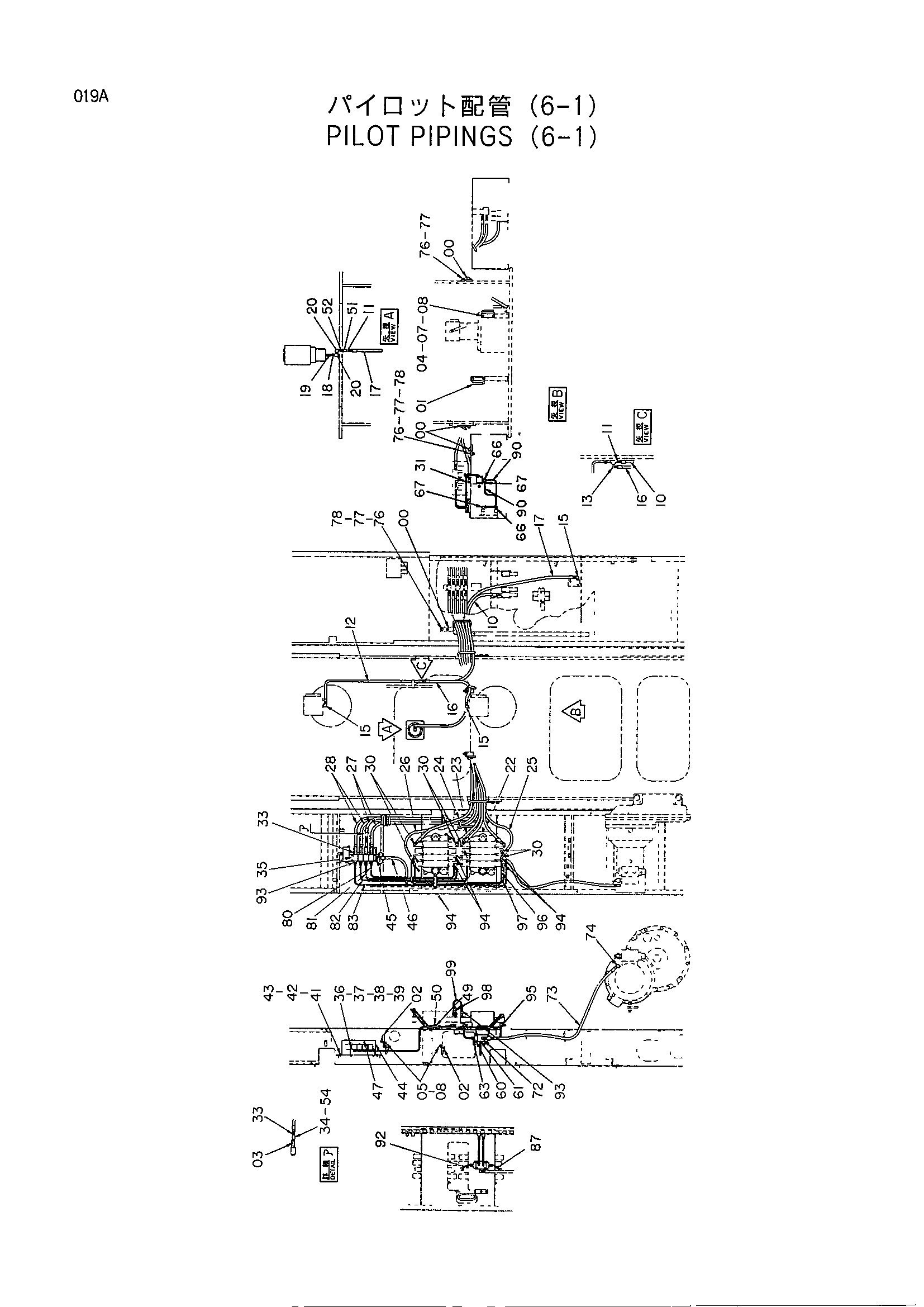 Схема Пилотный трубопроводы (6-1) HITACHI KH500-3