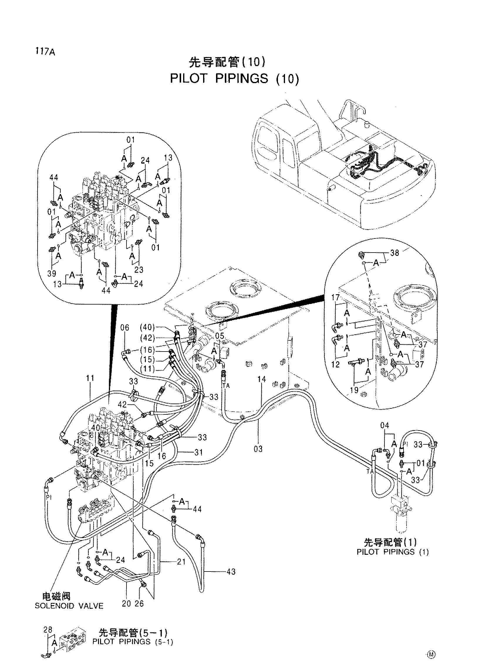 Схема Пилотный трубопроводы (10) HITACHI EX300-5HHE
