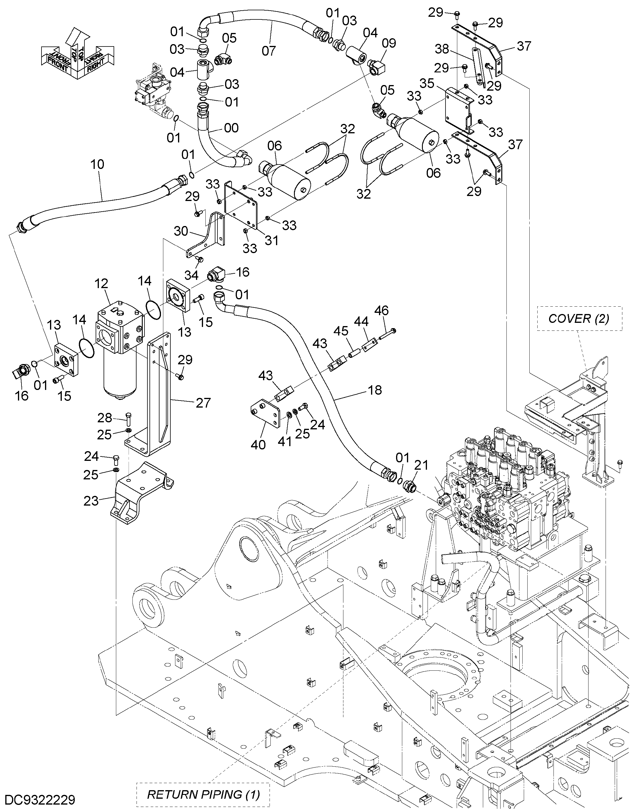 Схема Гидромолот, гидроножницы трубопроводы (основной)(2) HITACHI ZX470H-5G