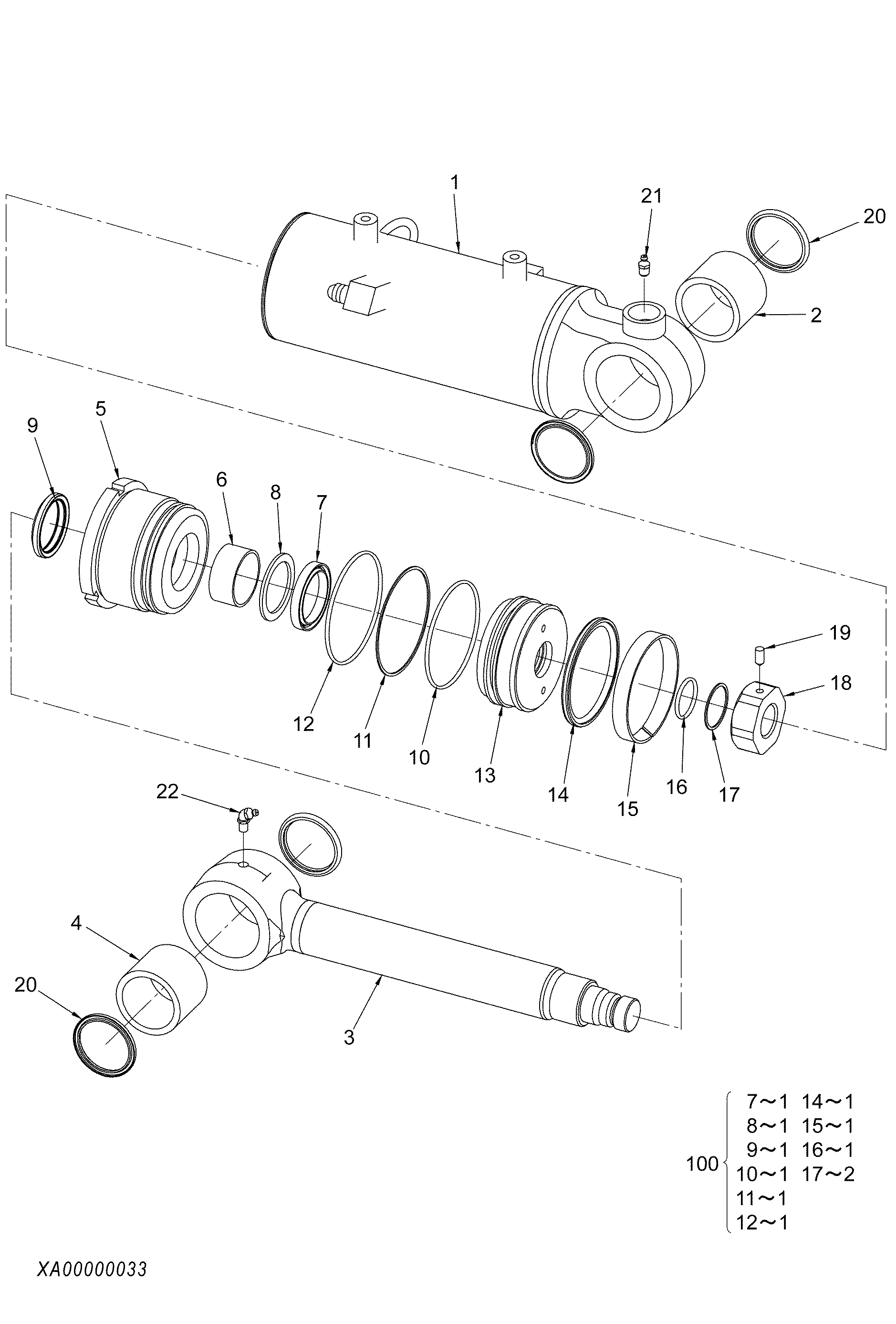 Схема Гидроцилиндр отвала HITACHI ZX50UNA-3