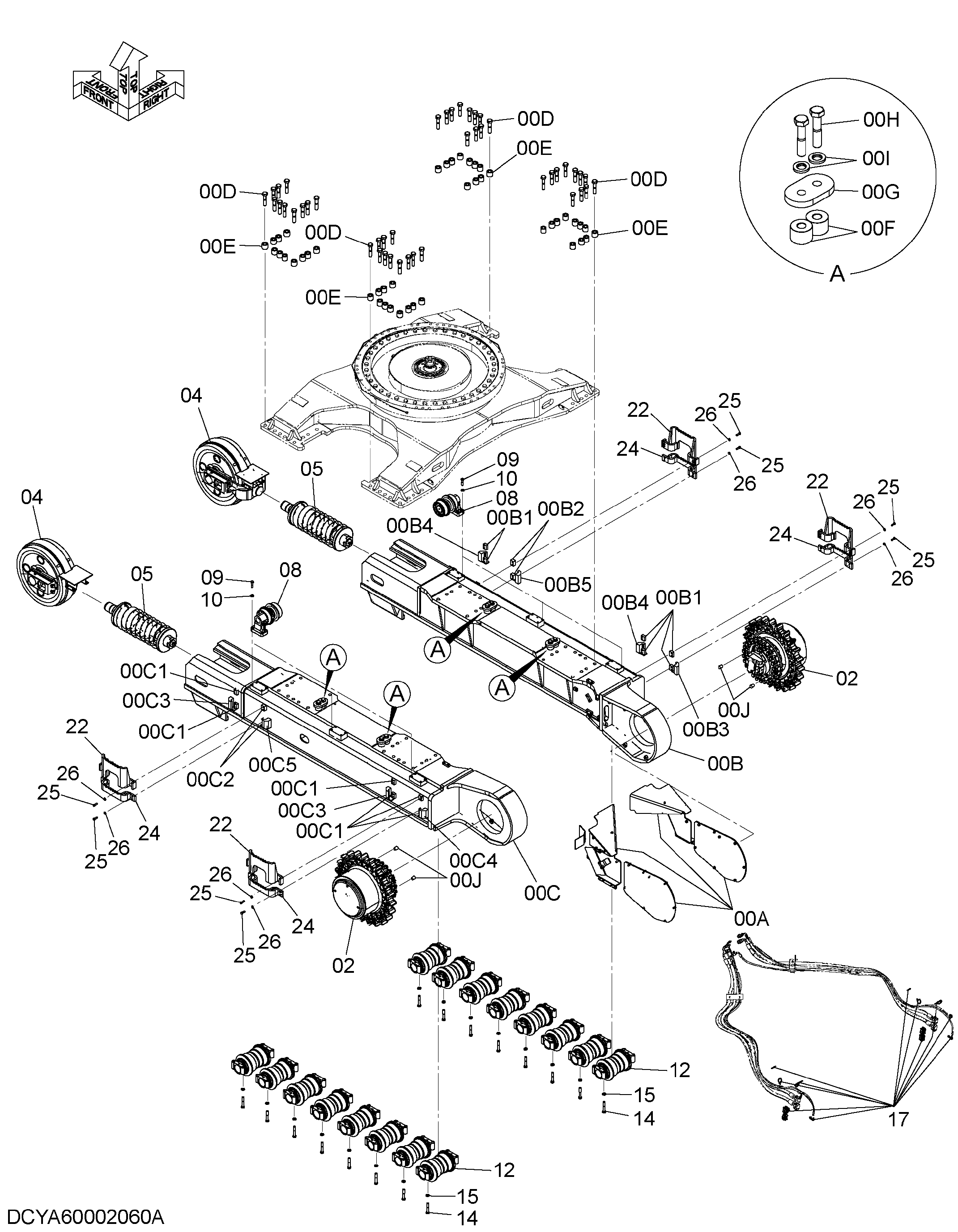 Схема Гусеница боковой рама HITACHI ZX670LC-5B