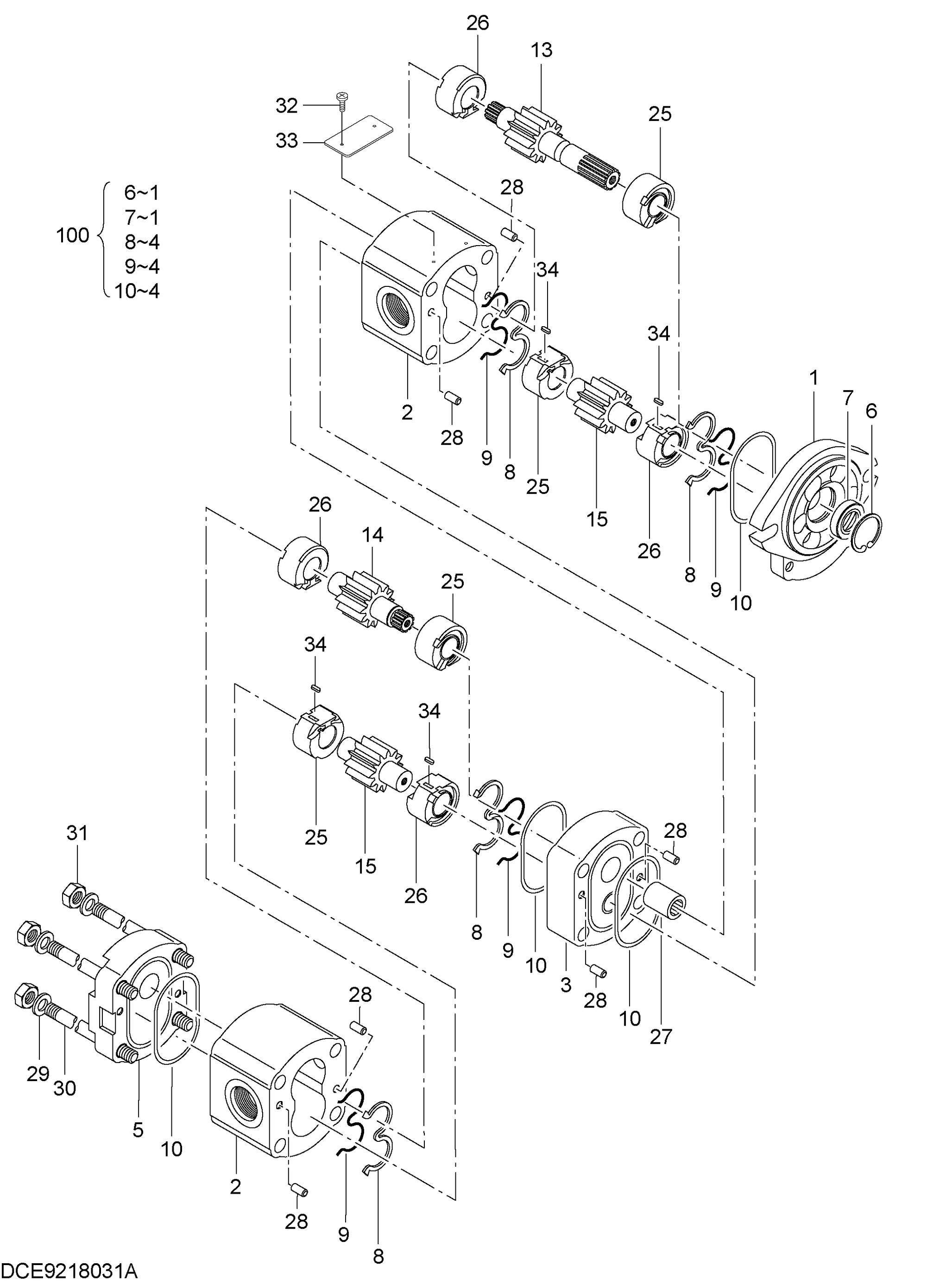 Схема Шестерённый насос HITACHI ZX135US-3
