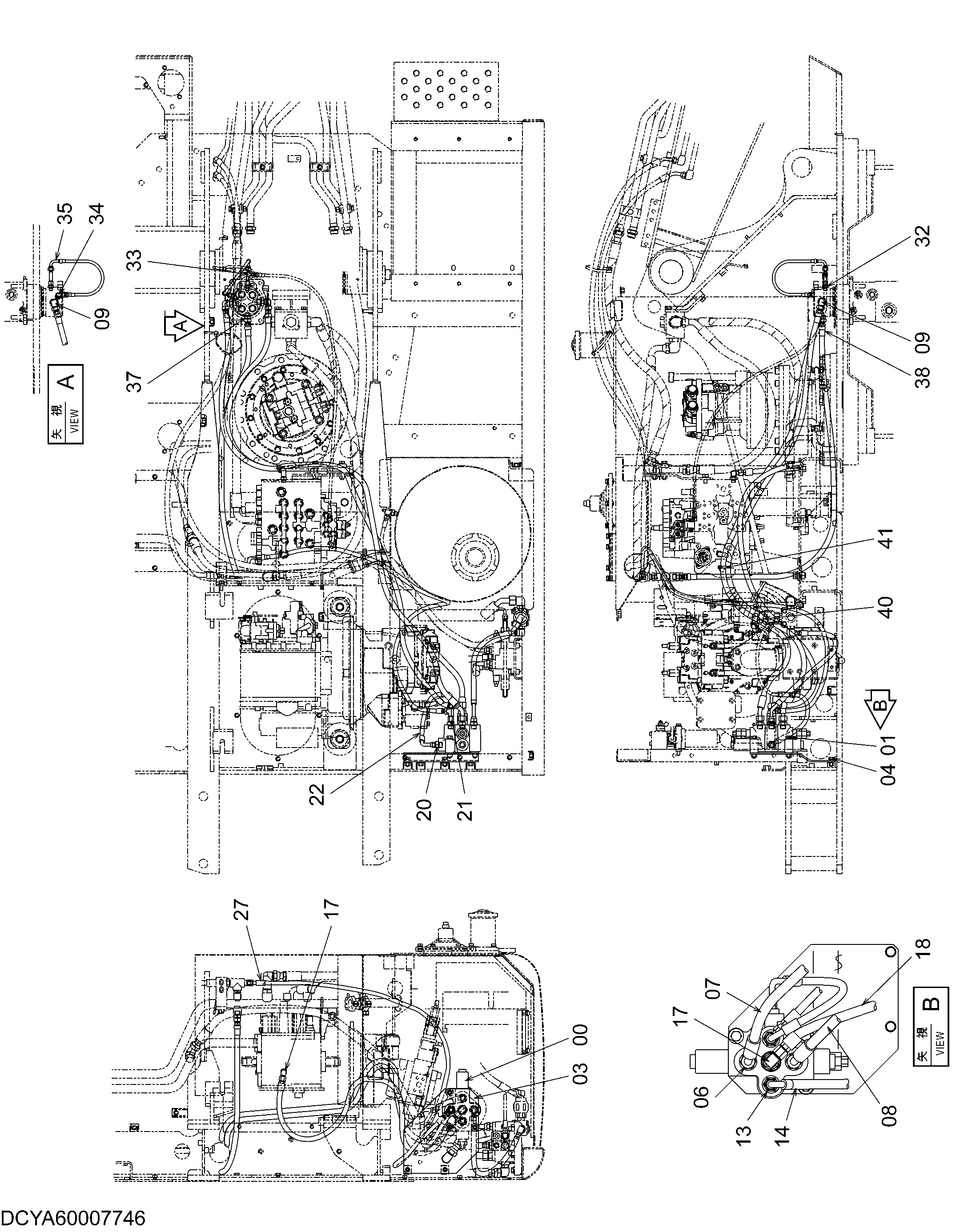 Схема Основные гидролинии (отвал) HITACHI ZX160