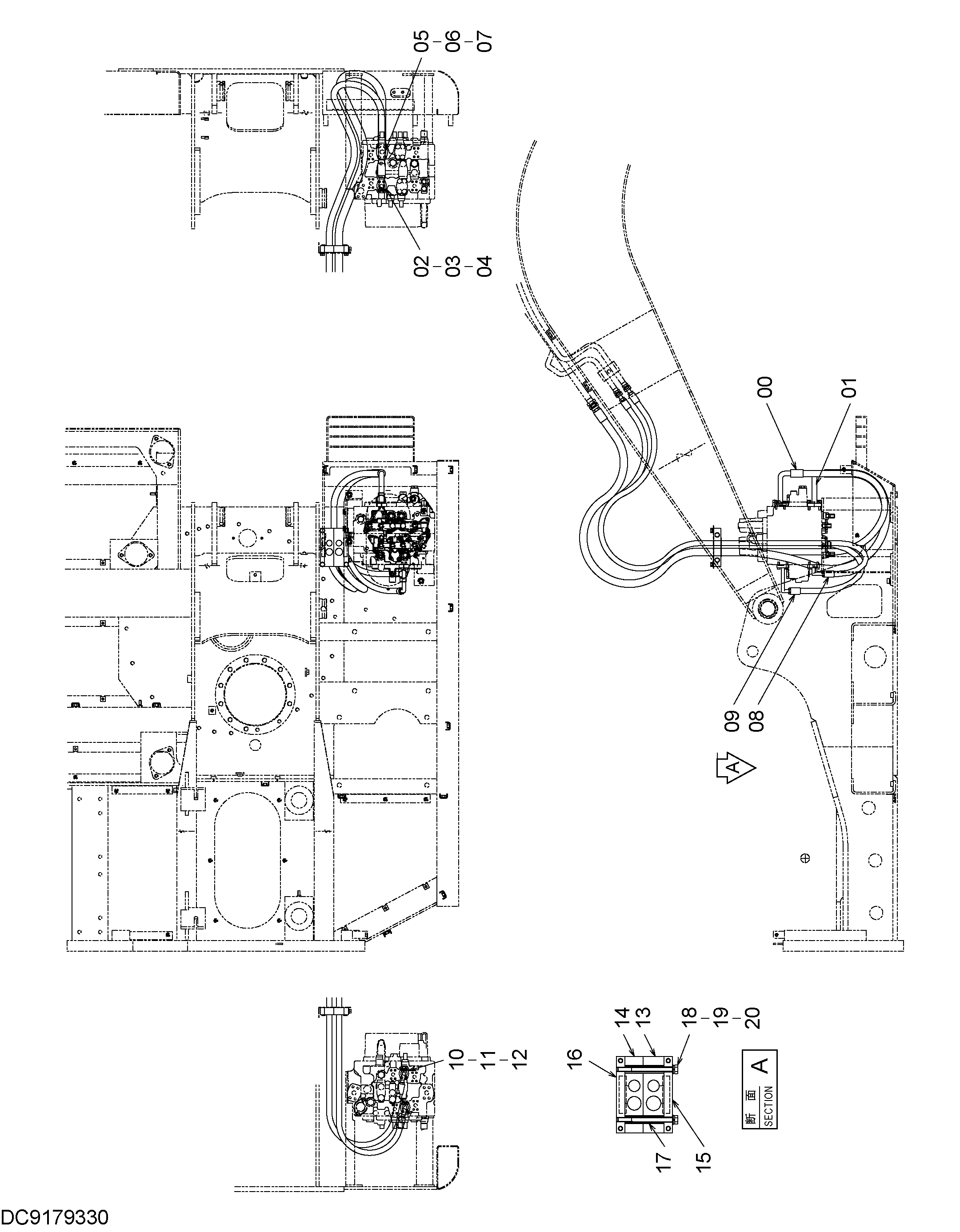 Схема Основные гидролинии (2) HITACHI EX90L-5