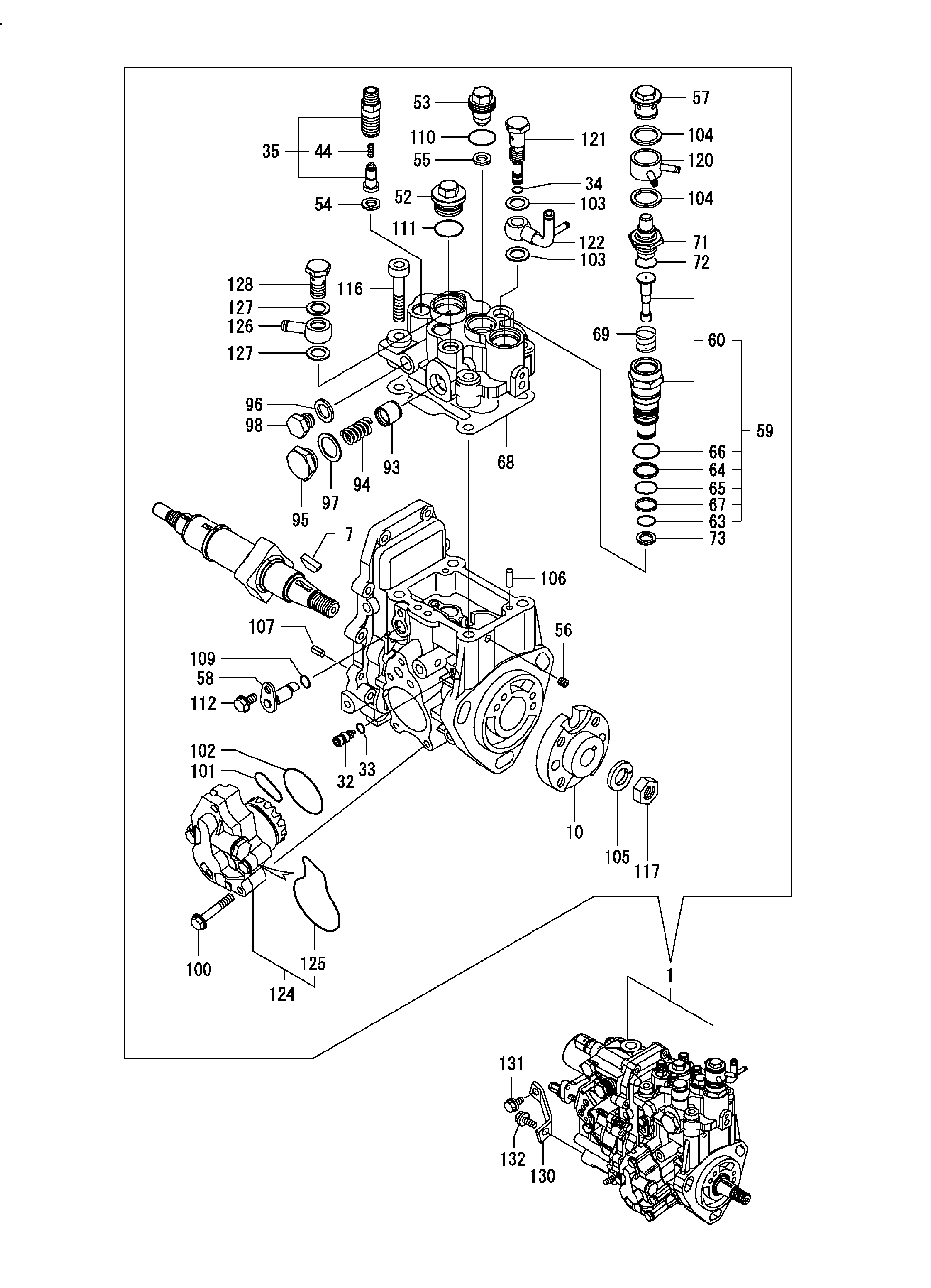 Схема Топливный топливный насос высокого давления HITACHI ZX40U-3F