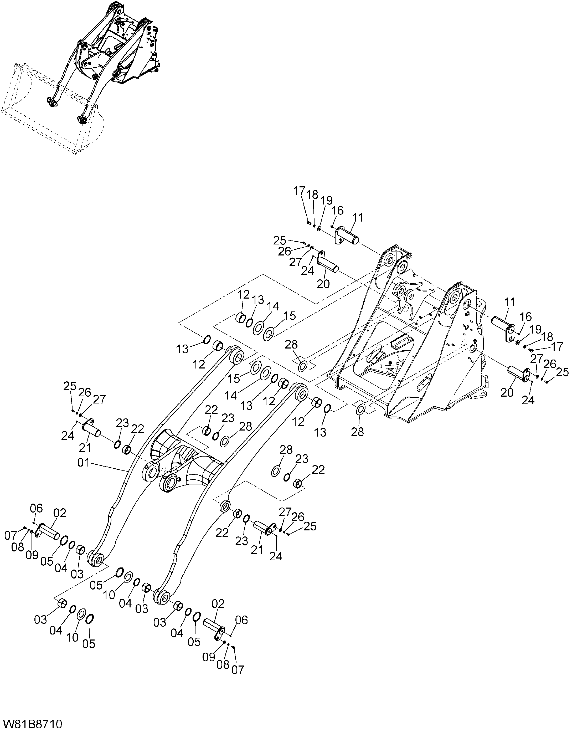 Схема Подъём рукоять(1) [6CE, H3E, HCE, HEE] (SLA) HITACHI ZW150