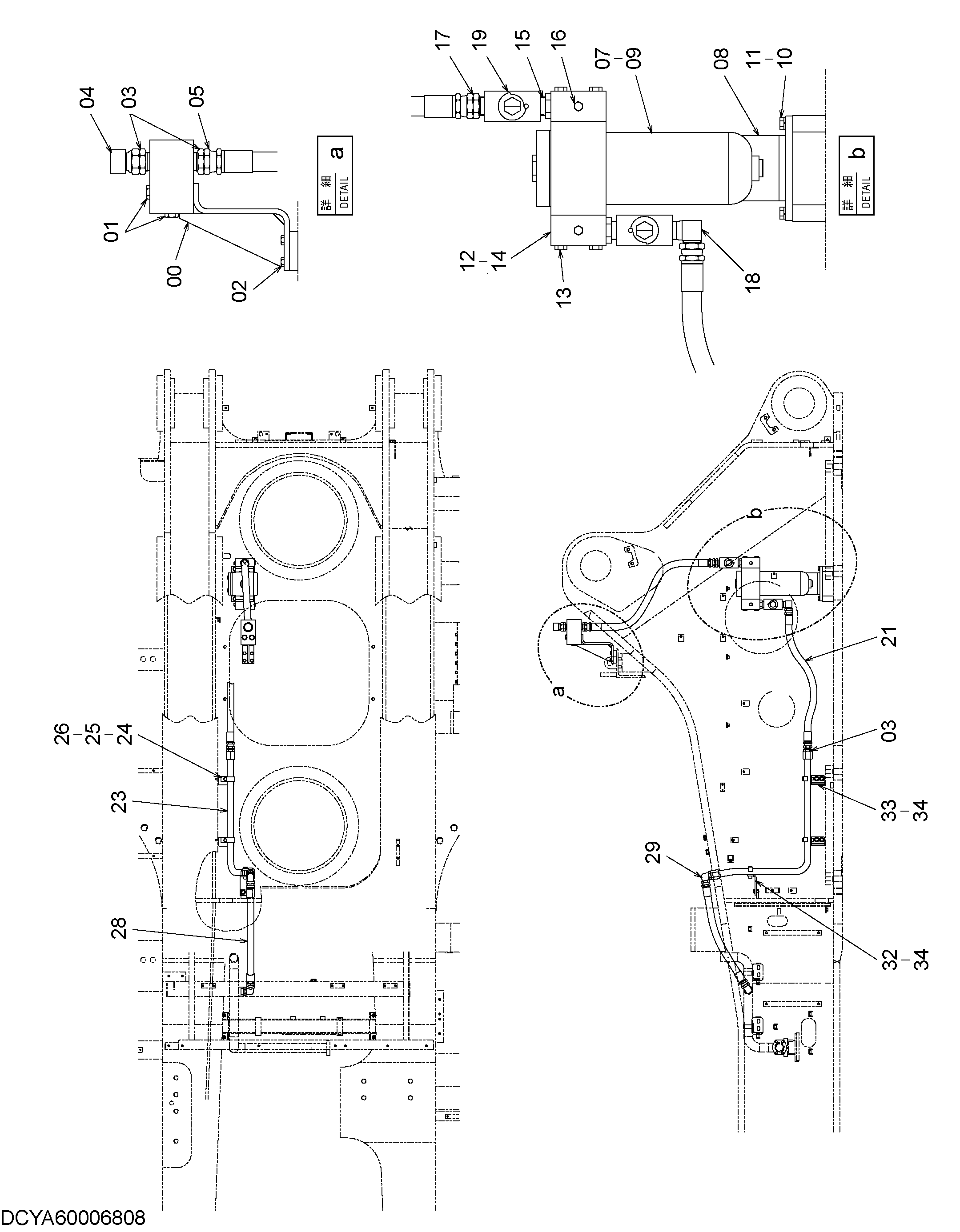 Схема Обратные трубопроводы (гидромолот) HITACHI EX1900-6