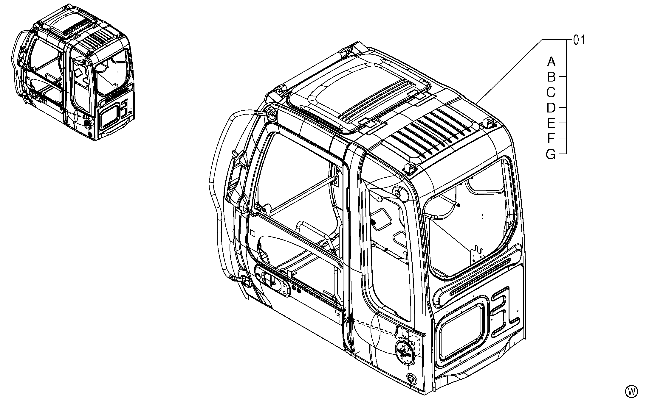 Схема Кабина <120, E, H> HITACHI ZX130-AMS