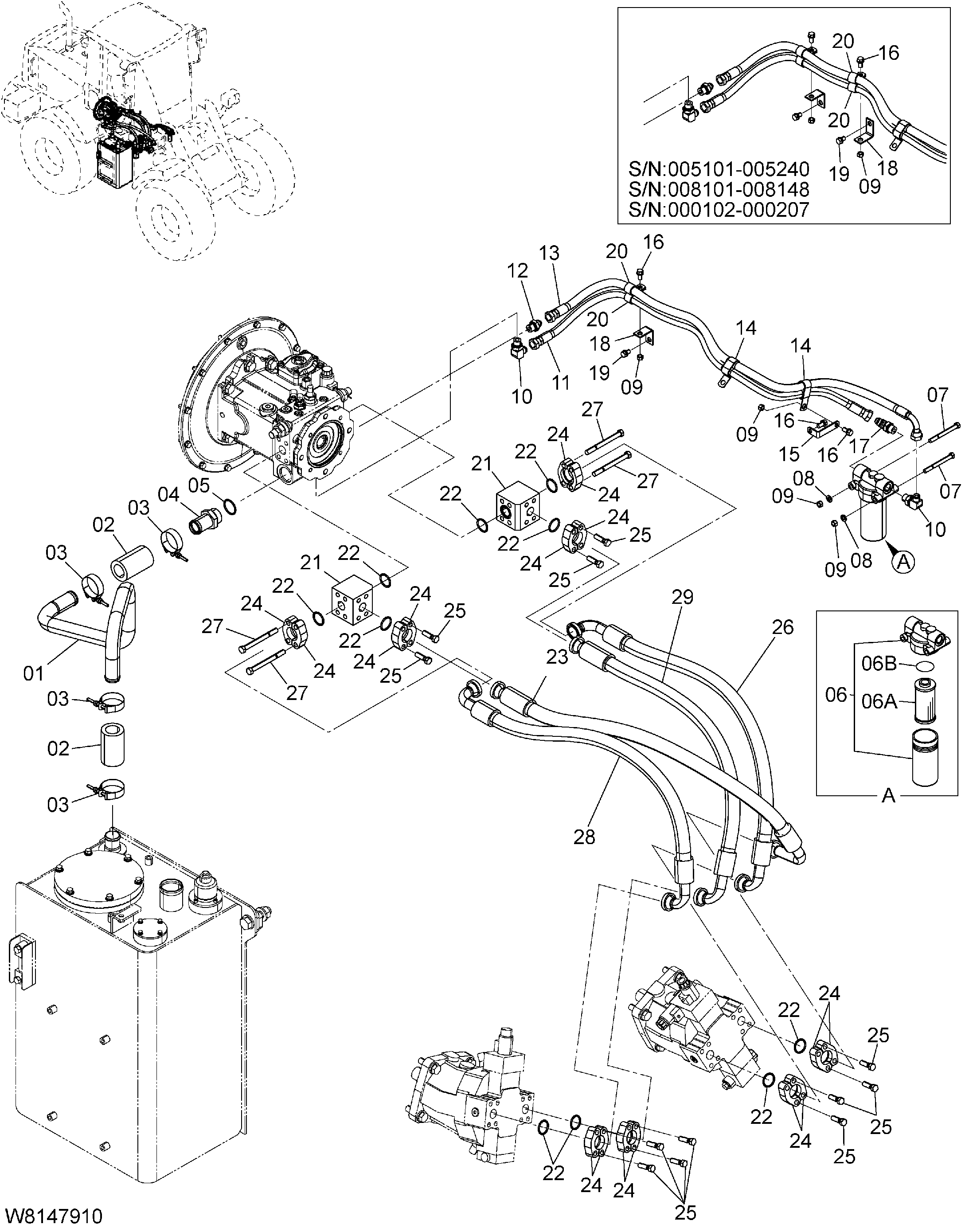 Схема HST трубопроводы(1) HITACHI ZW140