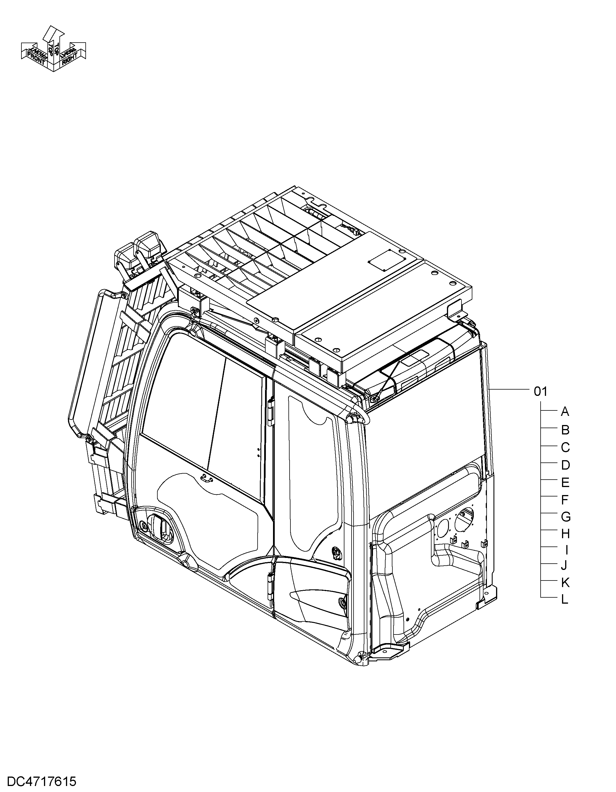 Схема Кабина HITACHI ZX470LCH-5B