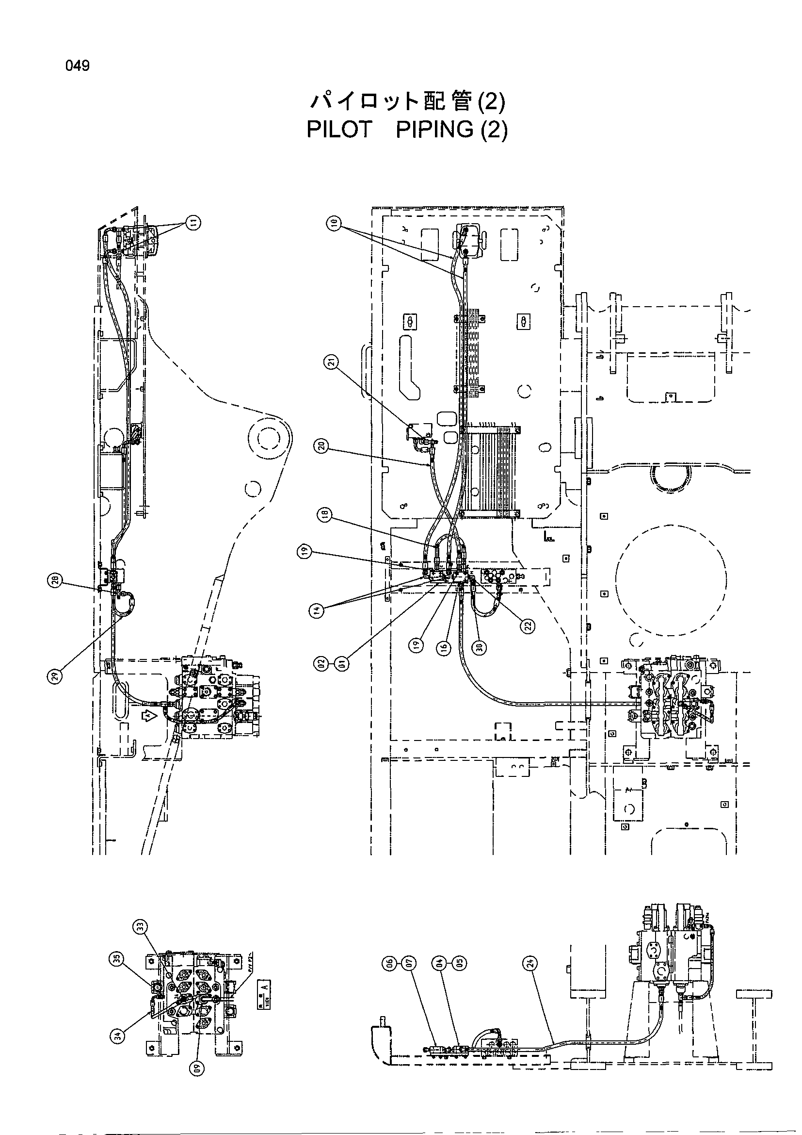 Схема Пилотные гидролинии (2) HITACHI EX300-5
