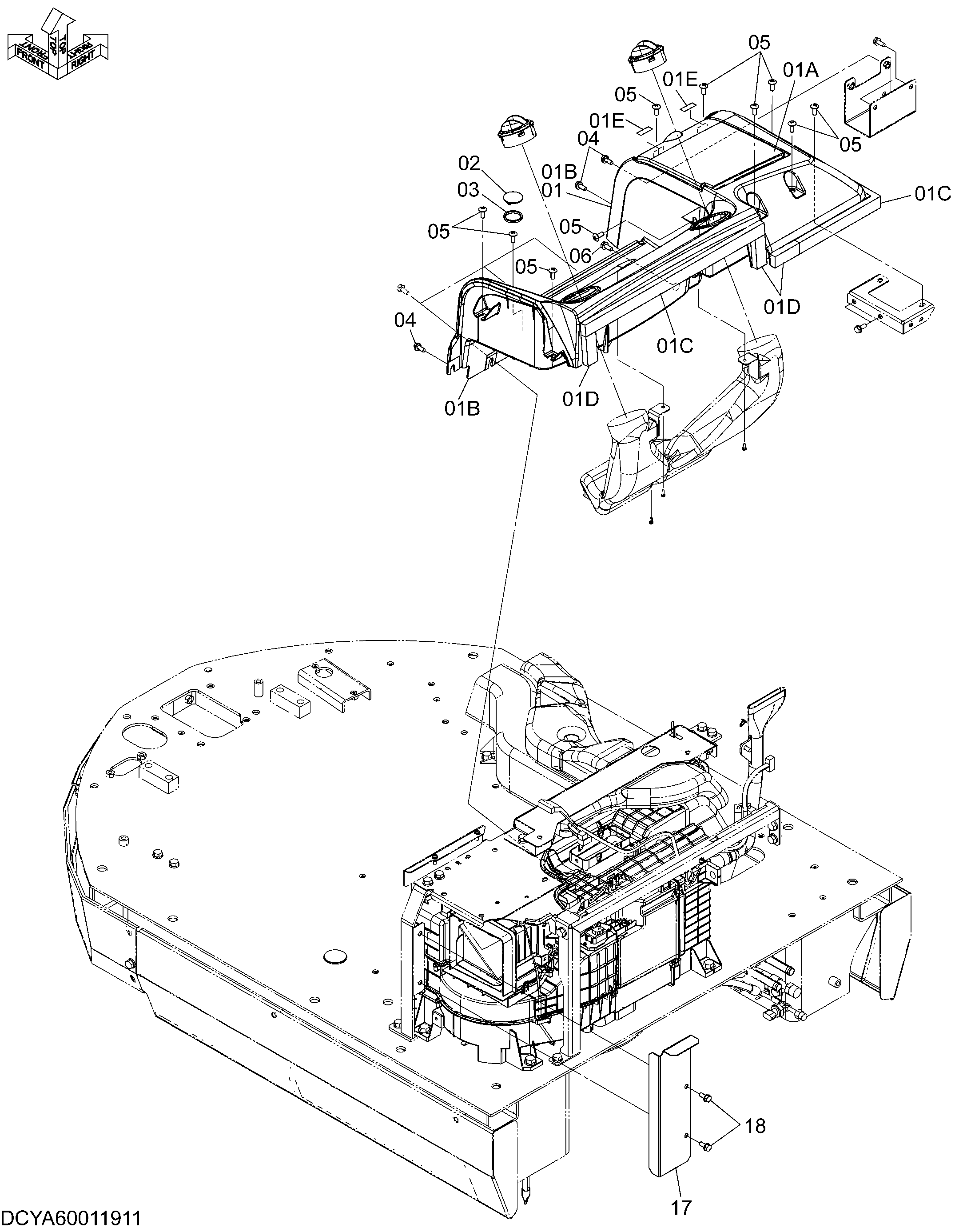 Схема Задний консоль (2) HITACHI ZW250-5B
