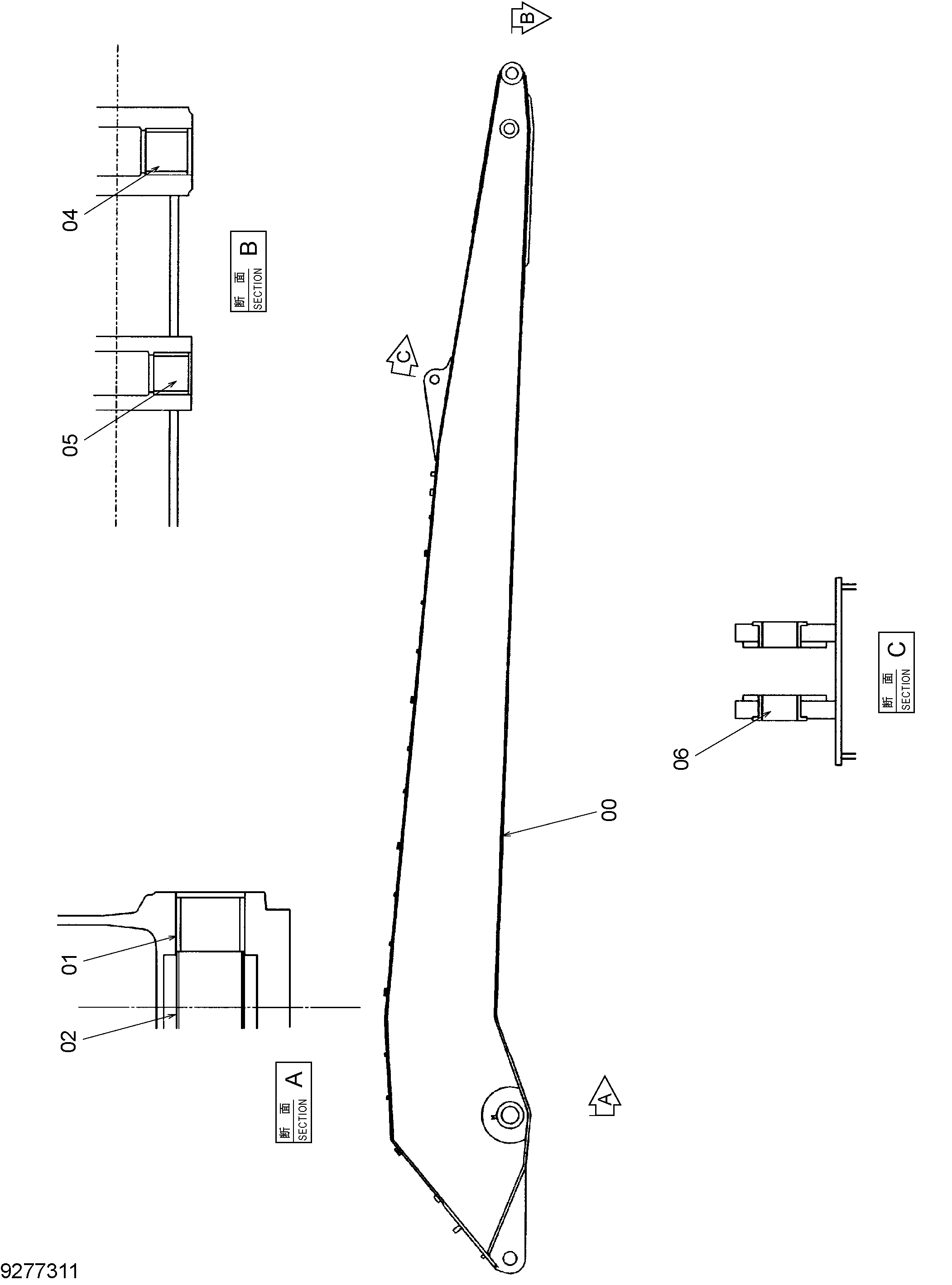 Схема Рукоять в сборе 8.5m HITACHI ZX470H-3