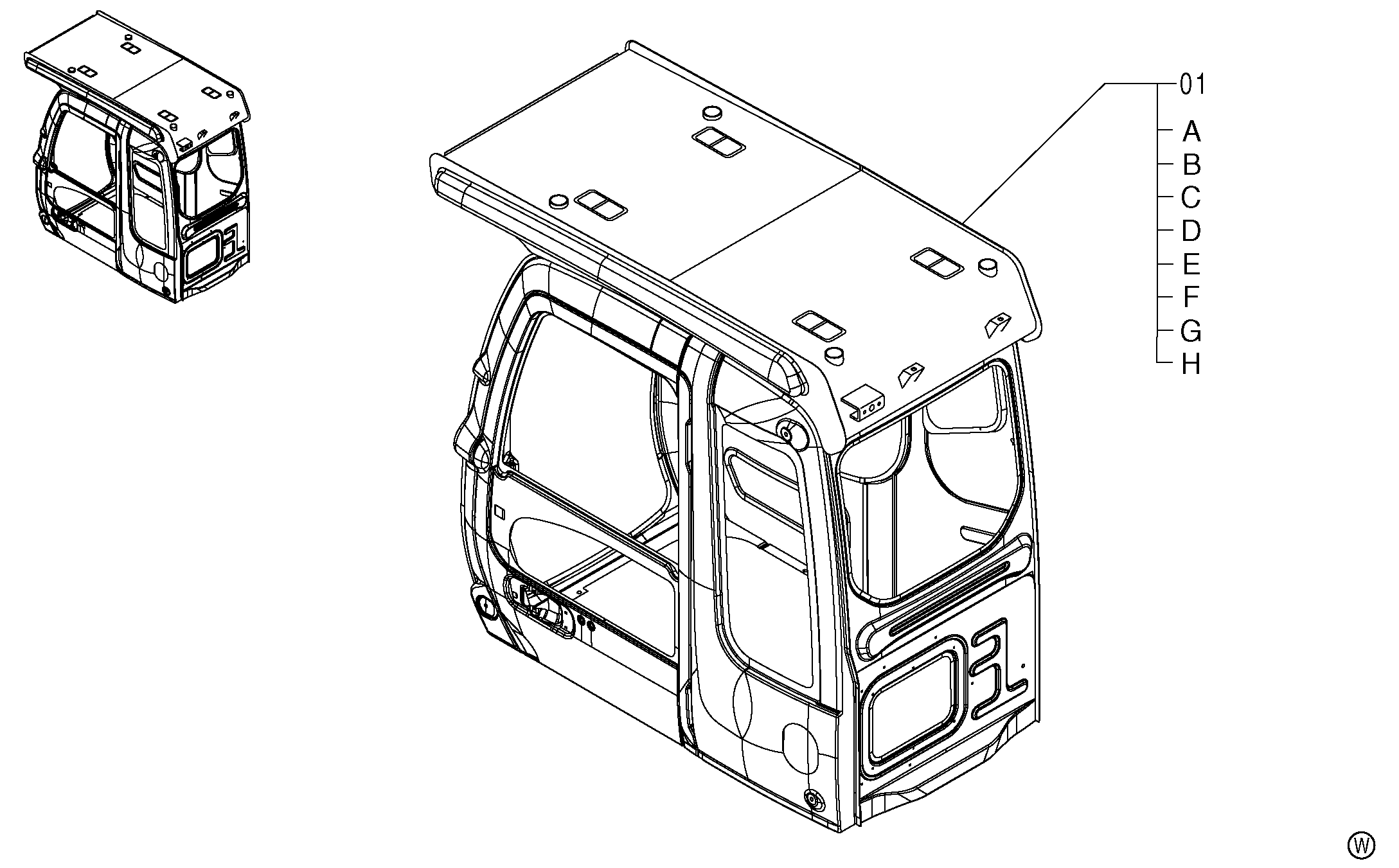 Схема Кабина (OPG)<130> HITACHI ZX120-E