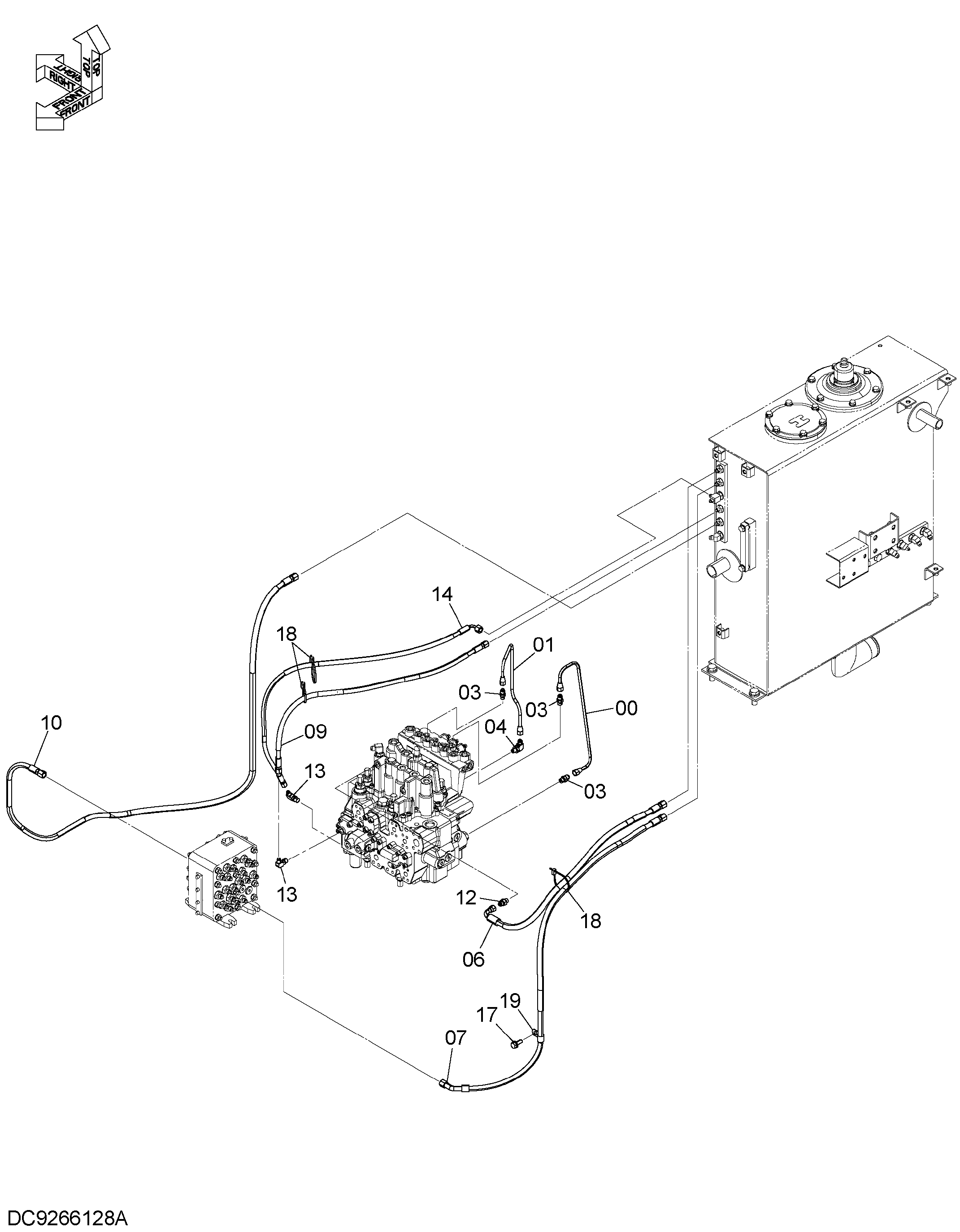 Схема Пилотные гидролинии (J) HITACHI ZX145W-3