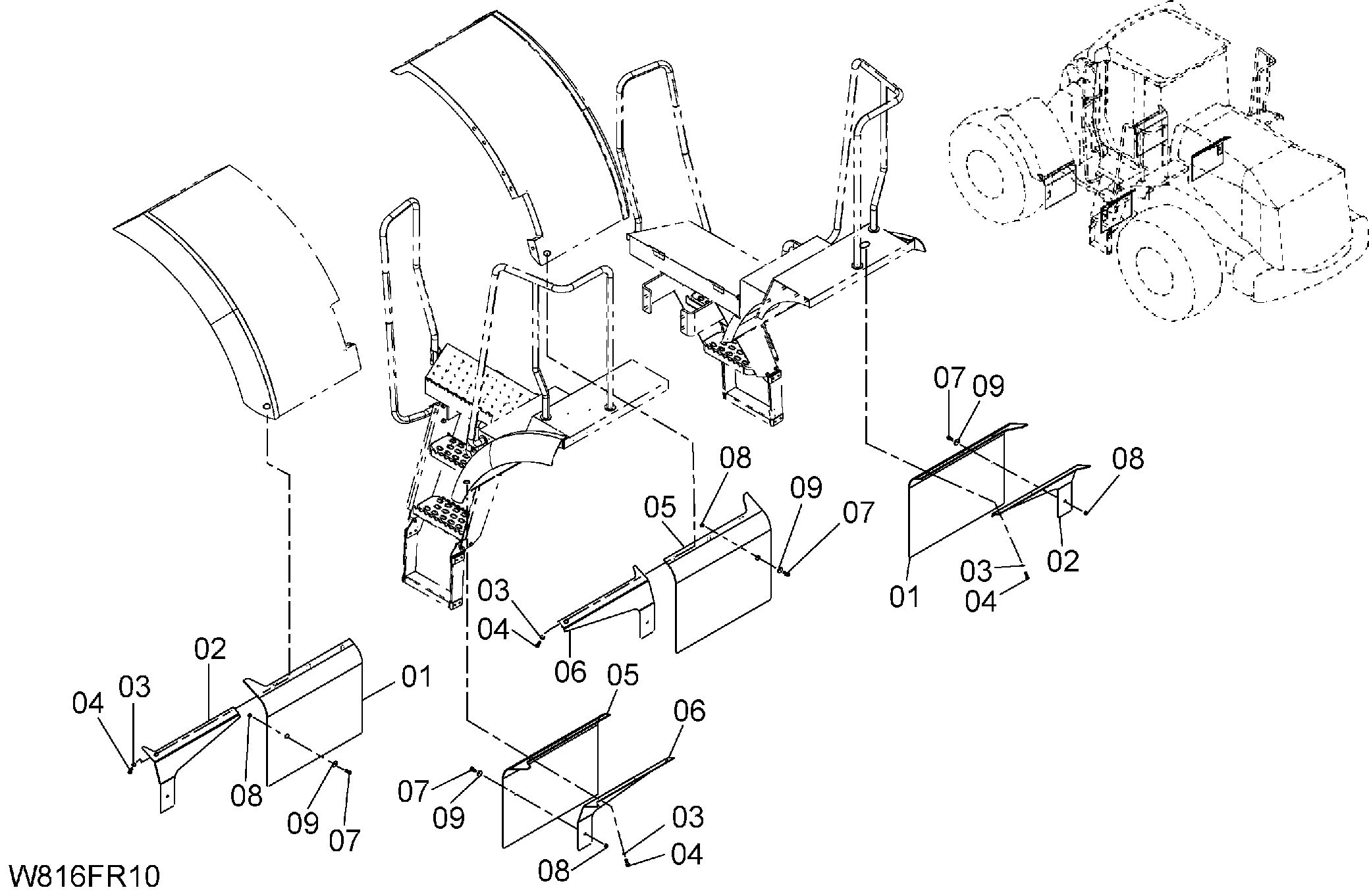 Схема Полный задний крыло(1-1)(FRF) HITACHI ZW220