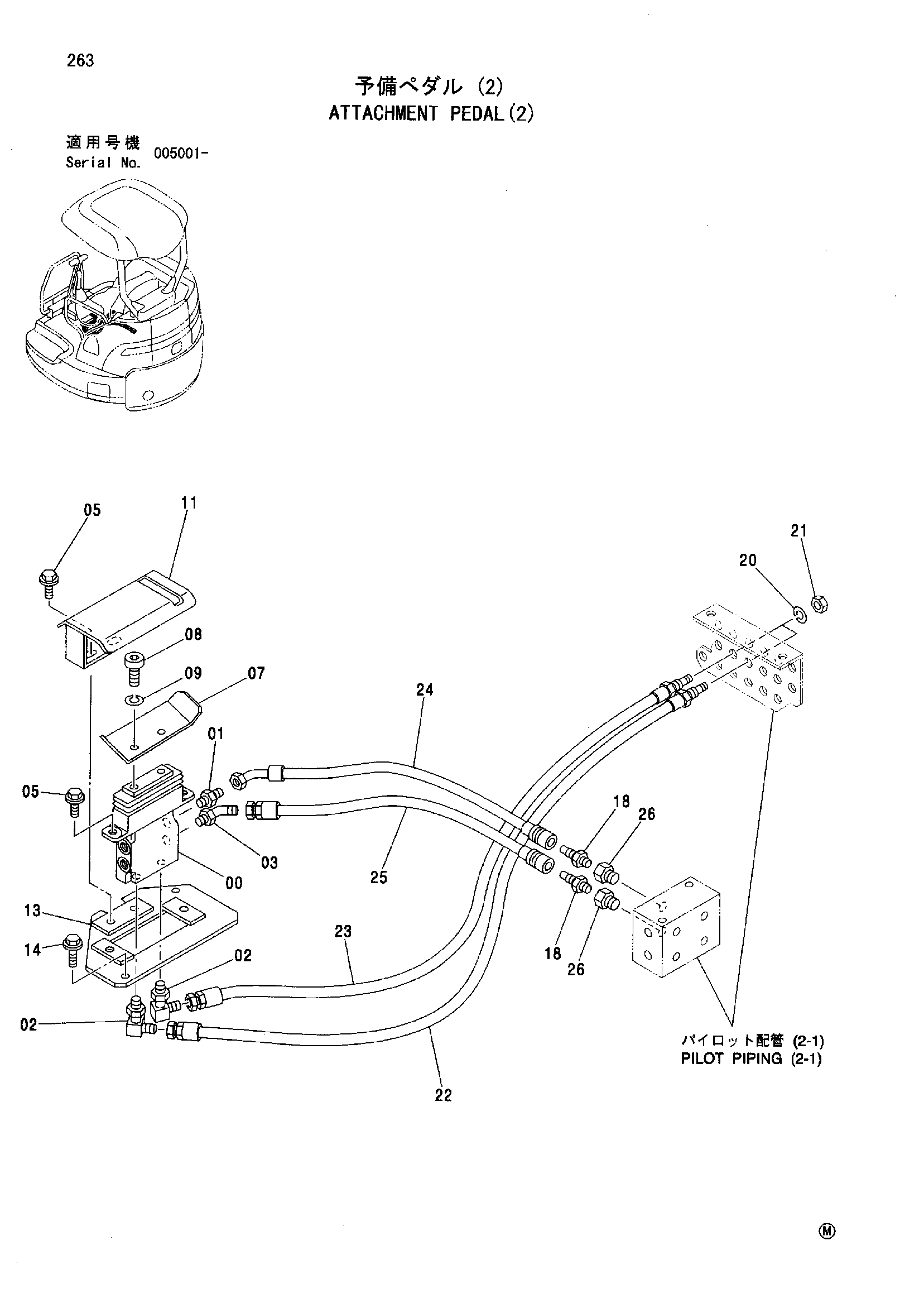 Схема Навесное оборудование педаль(2) HITACHI ZX30U