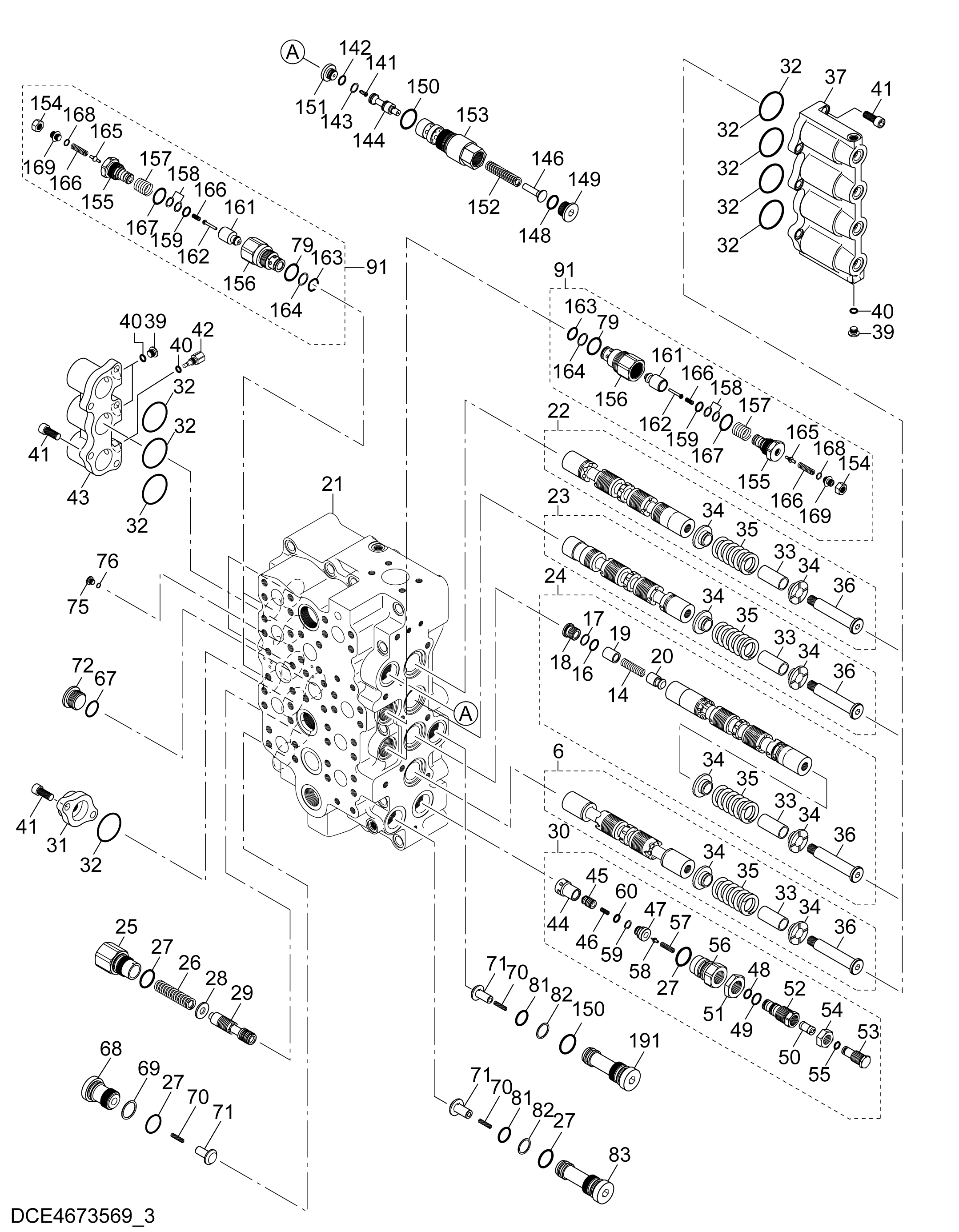 Схема Гидрораспределитель (3/4) HITACHI ZX450-3