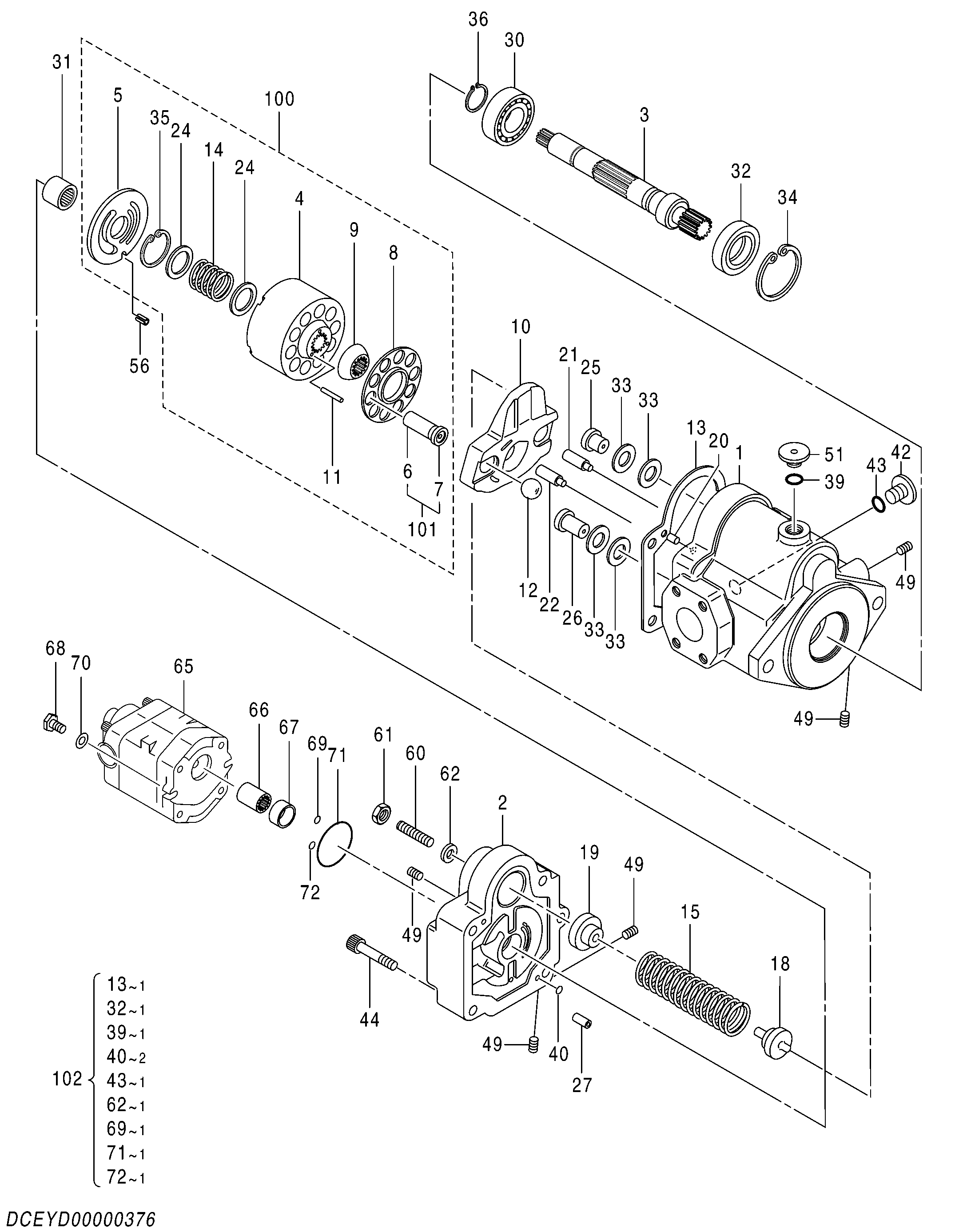 Схема Поршневой насос HITACHI ZX35U-5A
