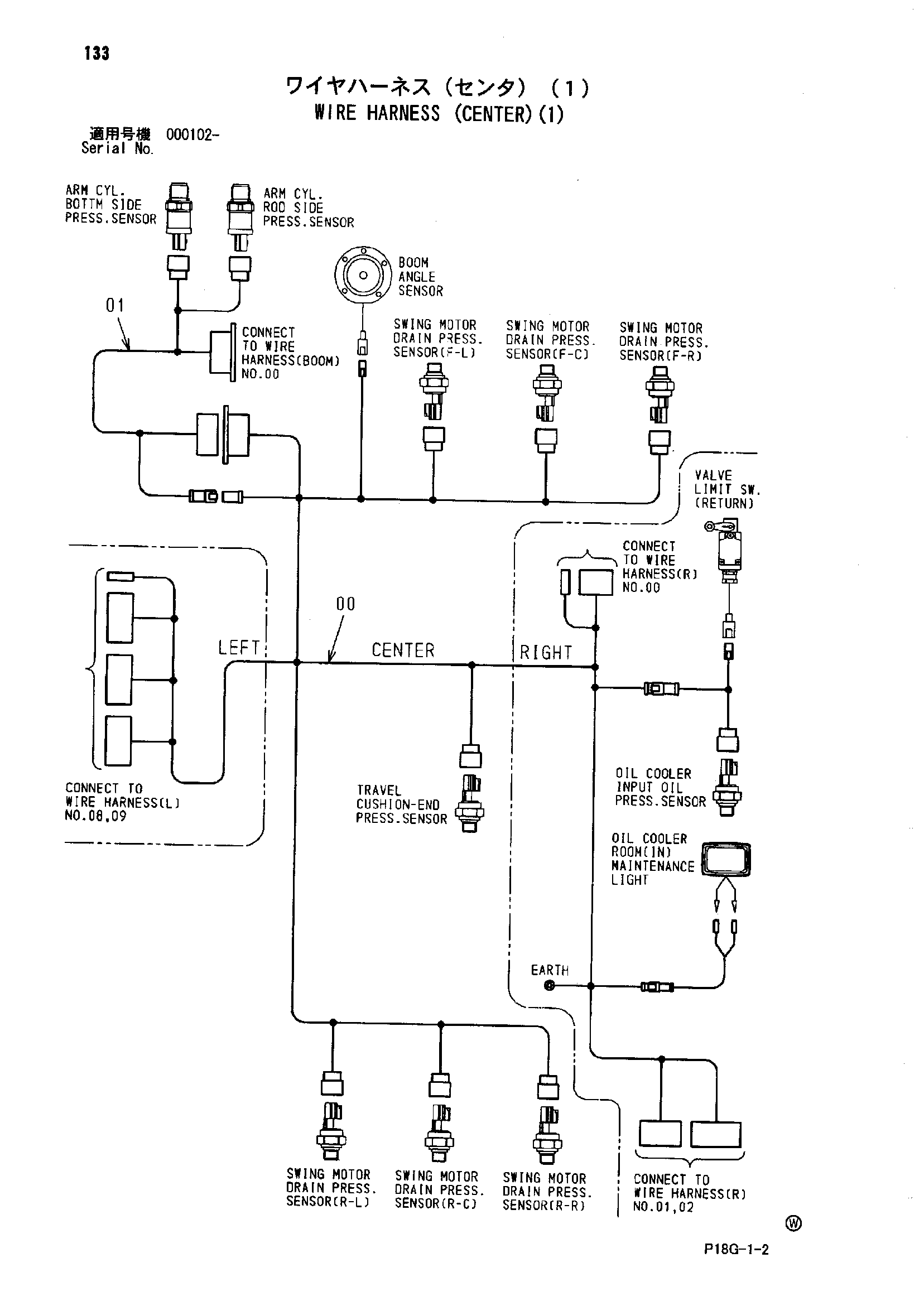 Схема Провод жгут проводов (центральный)(1) HITACHI EX8000