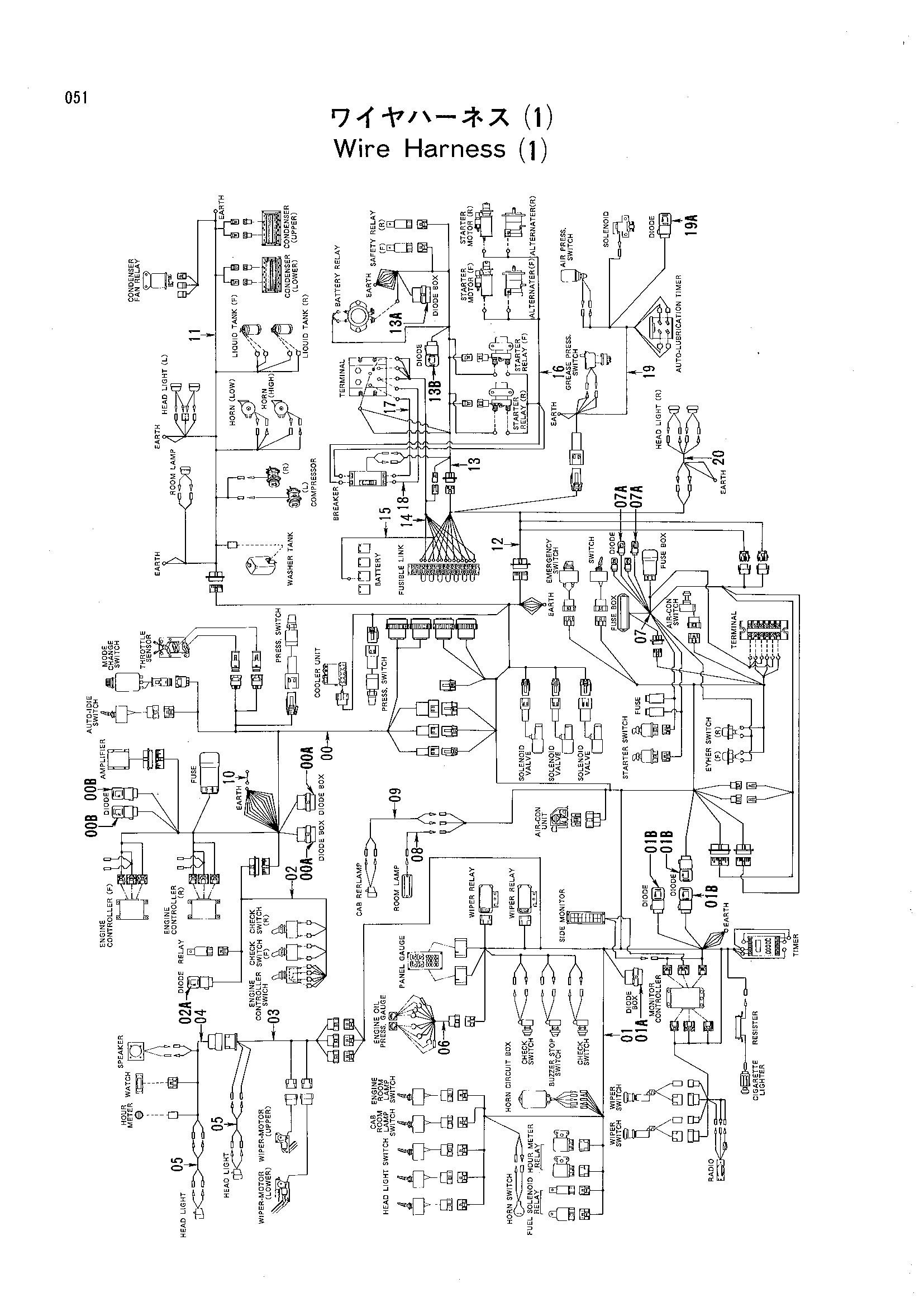Схема Провод жгут проводов(1) HITACHI EX1800