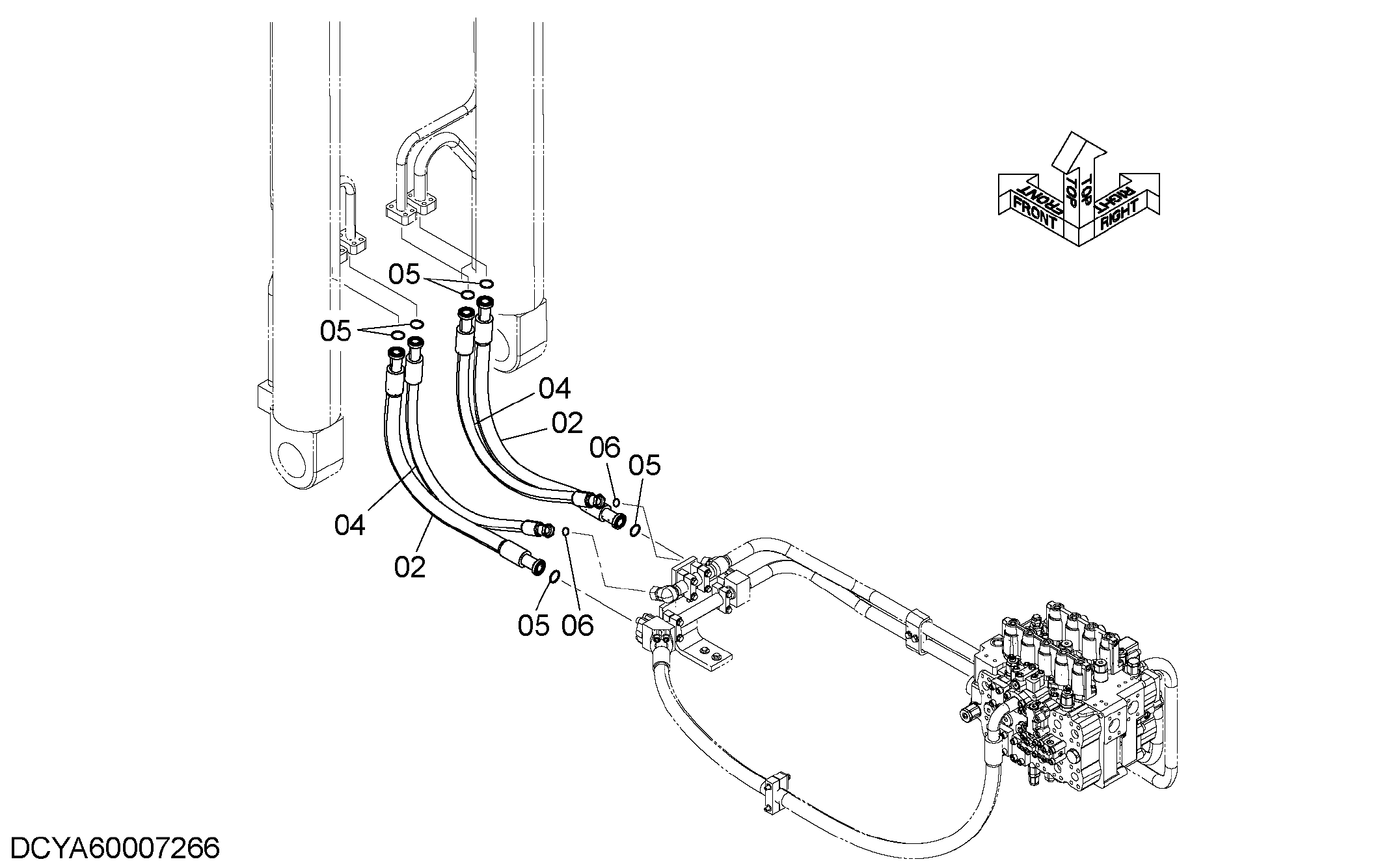 Схема Стрела гидроцилиндр. шланг детали HITACHI ZX670LC-5B