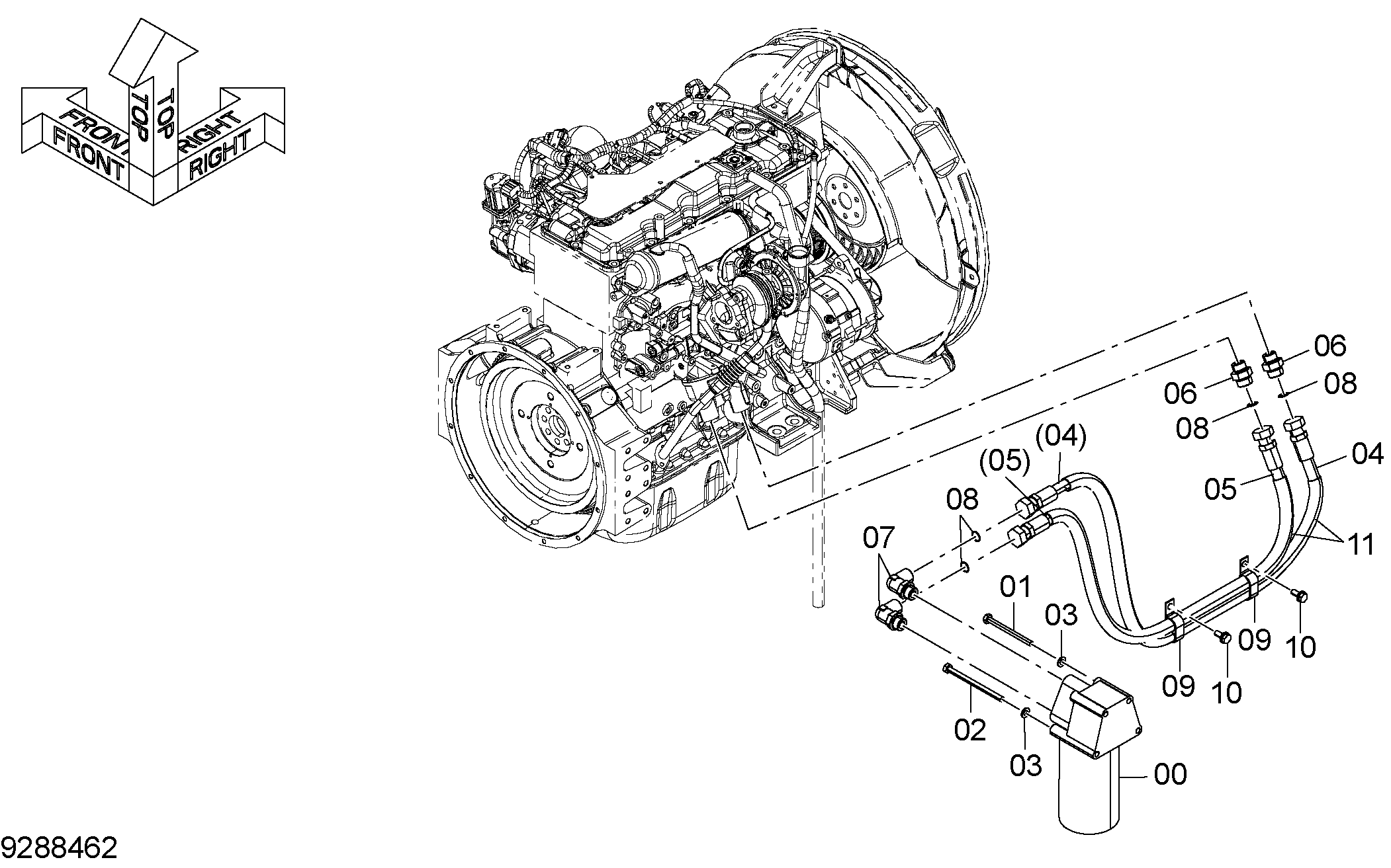 Схема Масляный фильтр трубопроводы HITACHI VR512-2