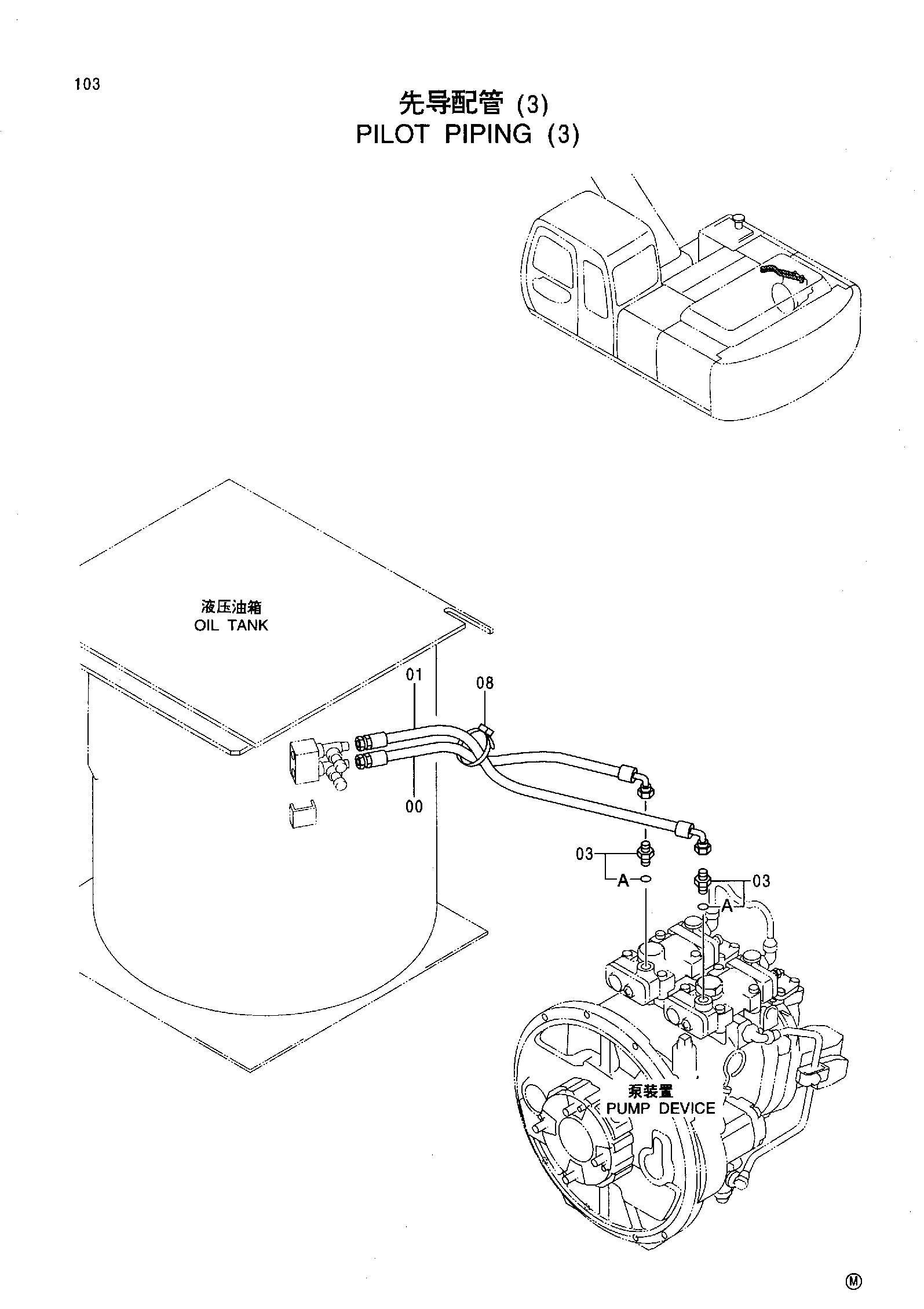 Схема Пилотные гидролинии (3) HITACHI EX230LC-5HHE
