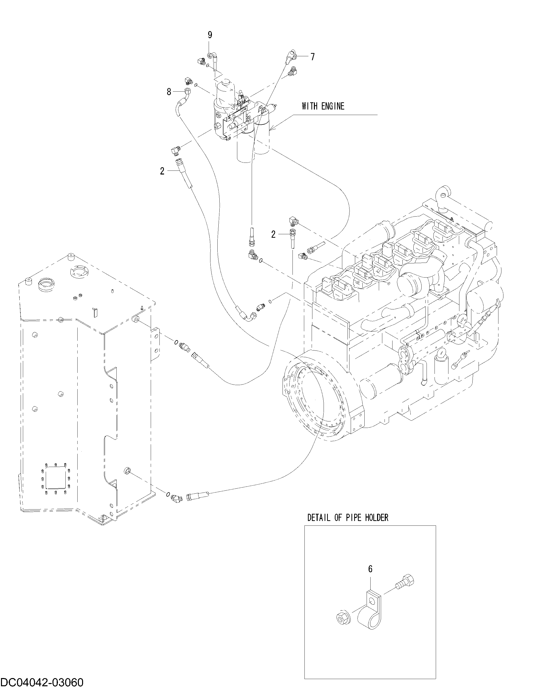 Схема Топливный линия HITACHI ZW550