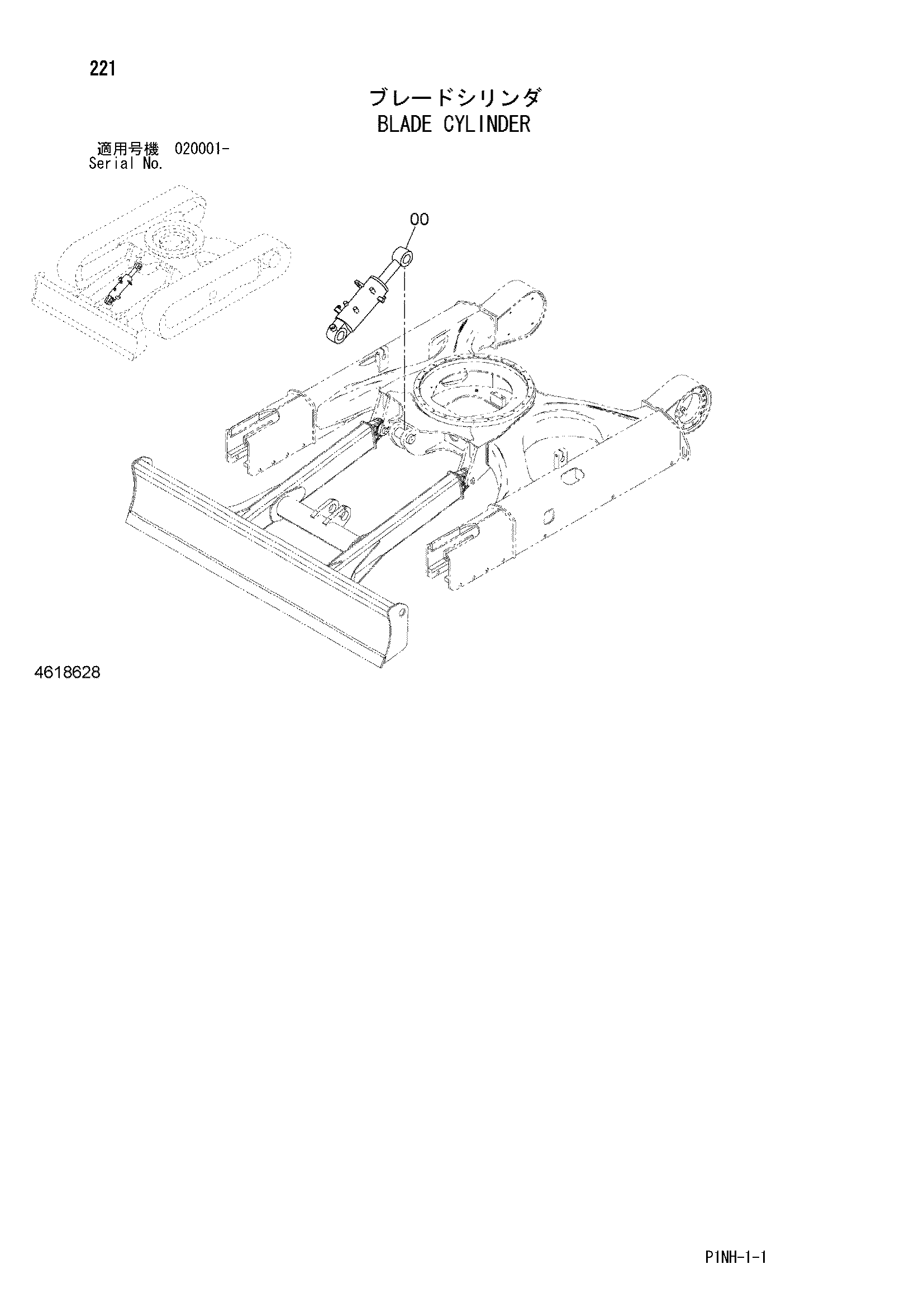 Схема Гидроцилиндр отвала HITACHI ZX52U-3F