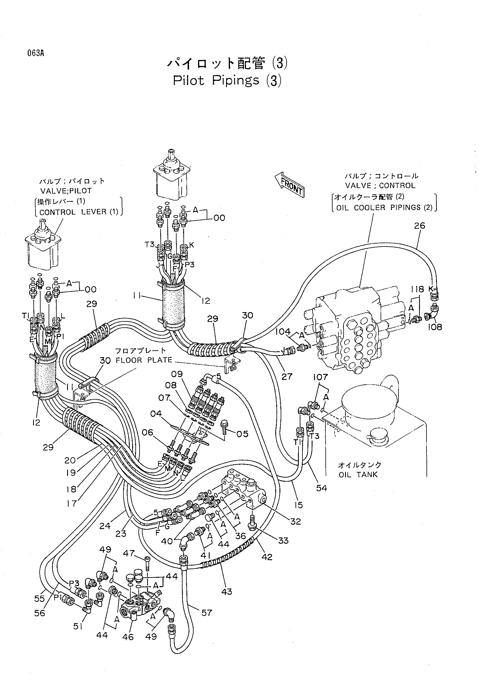 Схема Пилотный трубопроводы (3) HITACHI EX50UR