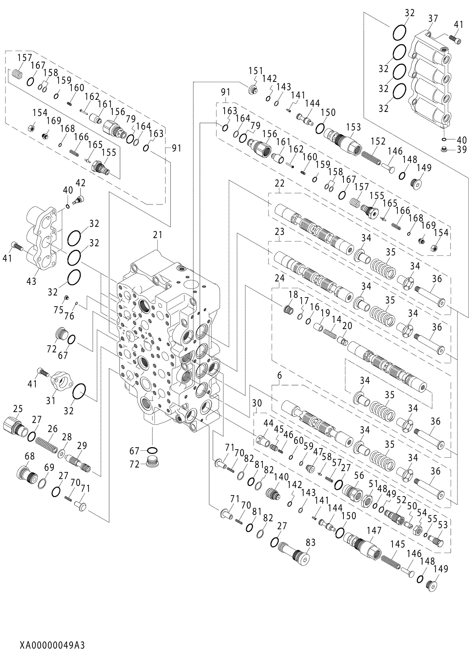 Схема Гидрораспределитель (3/4) HITACHI ZX850-3F