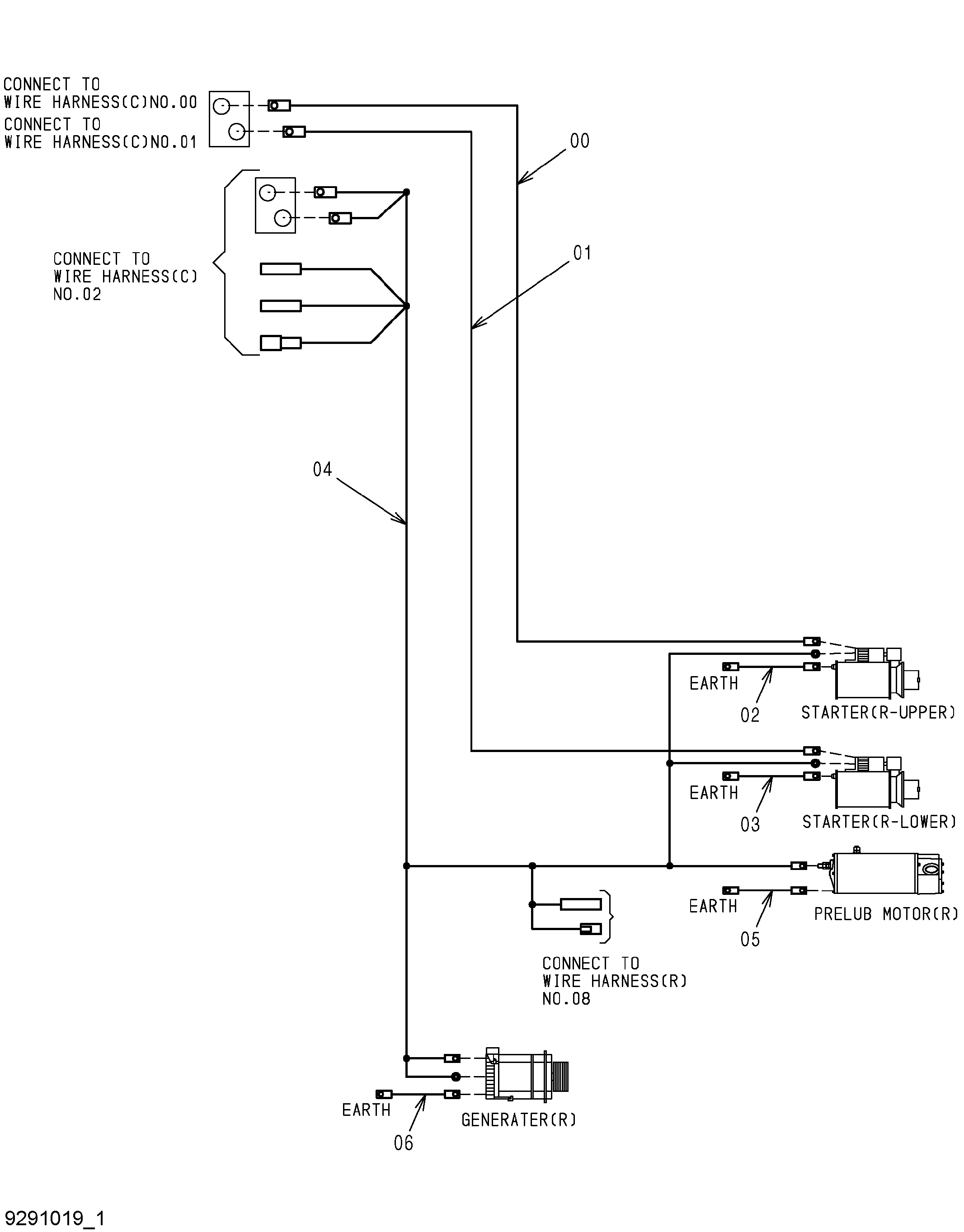 Схема Провод жгут проводов (правый)(1) HITACHI EX5600-6LD